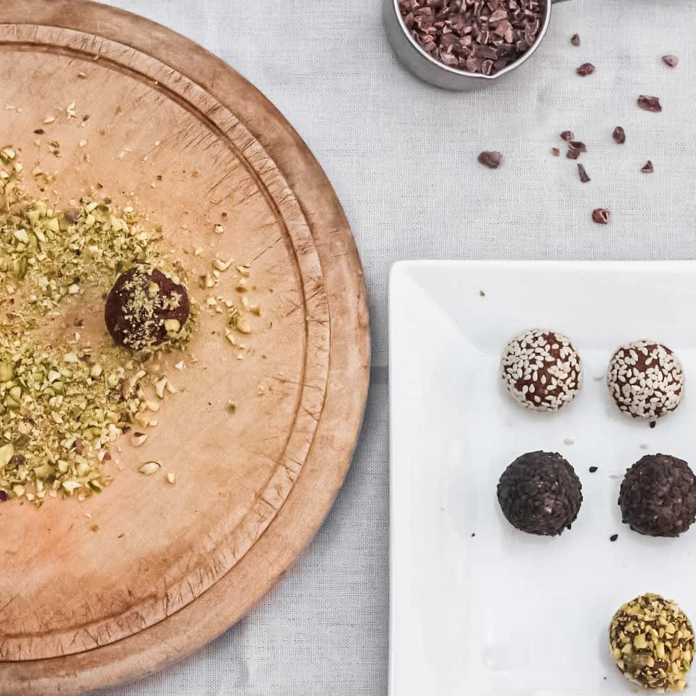 Cacao Truffles being rolled