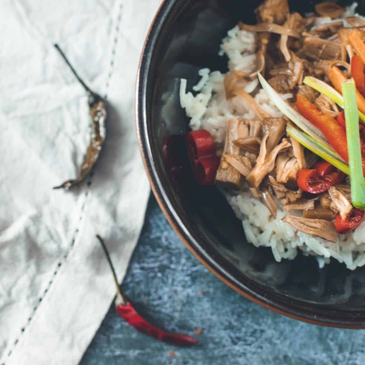 A bowl of jackfruit with rice