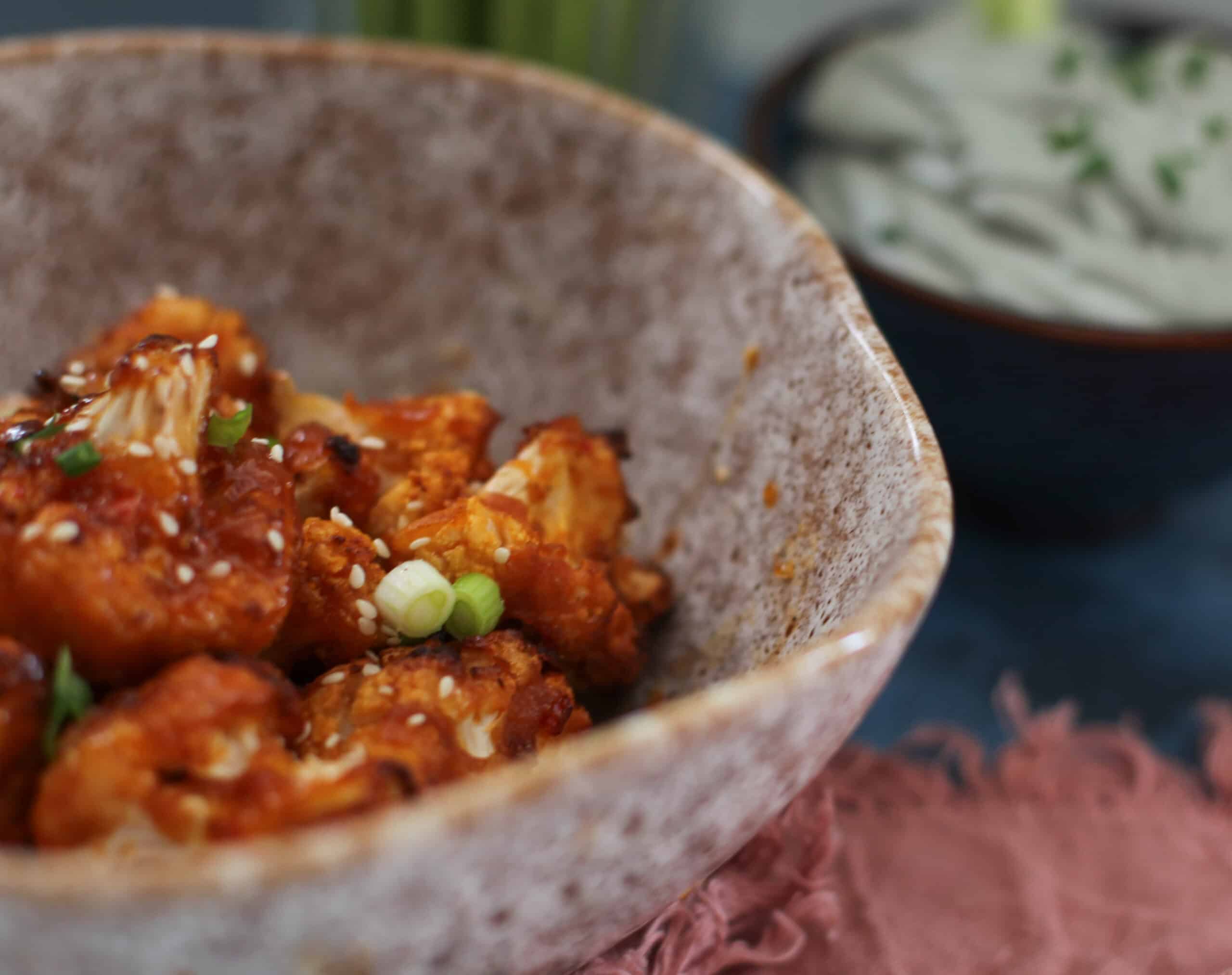 Vegan Cauliflower wings in a bowl.