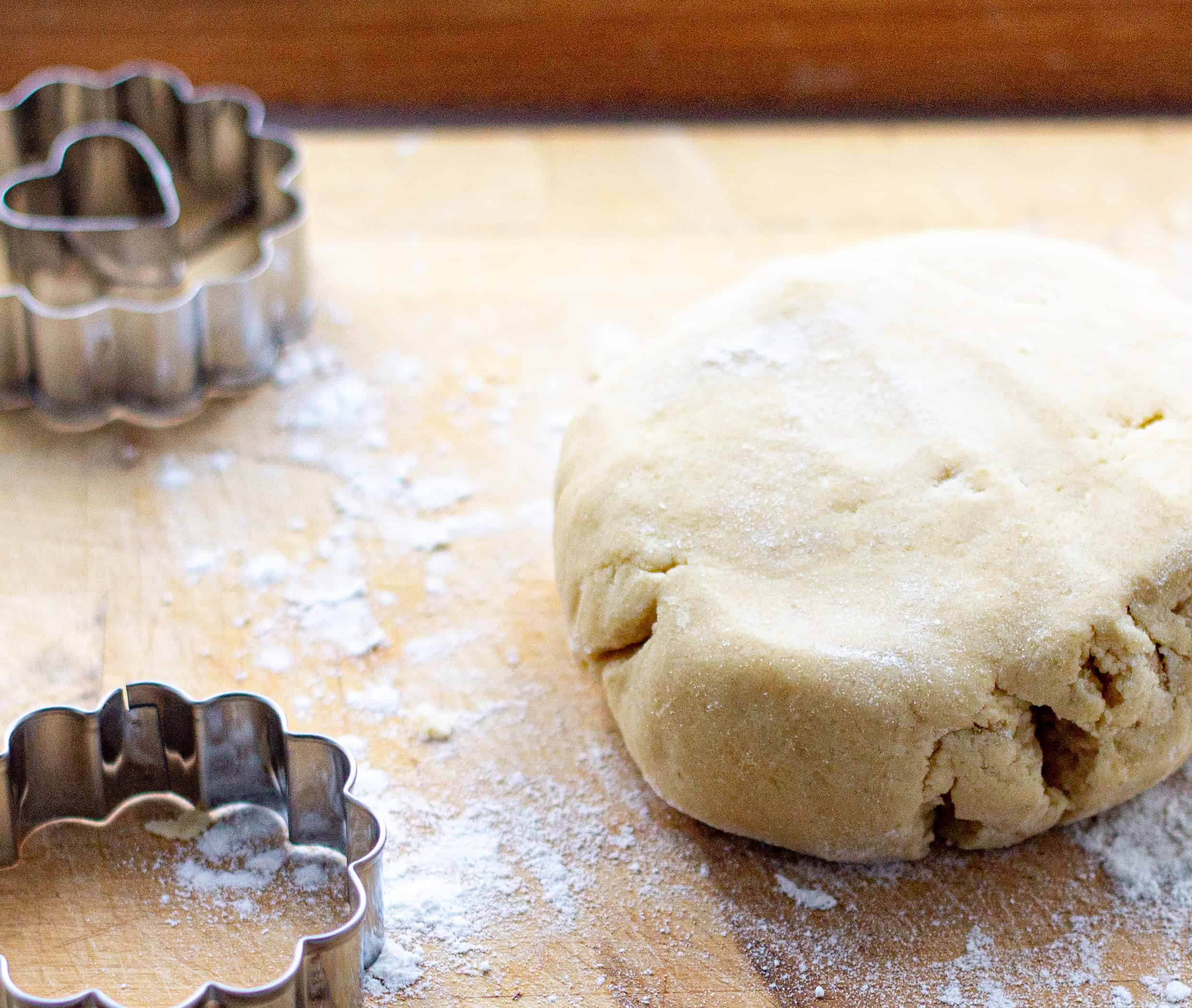 Dough and cutters for Linzer Cookies