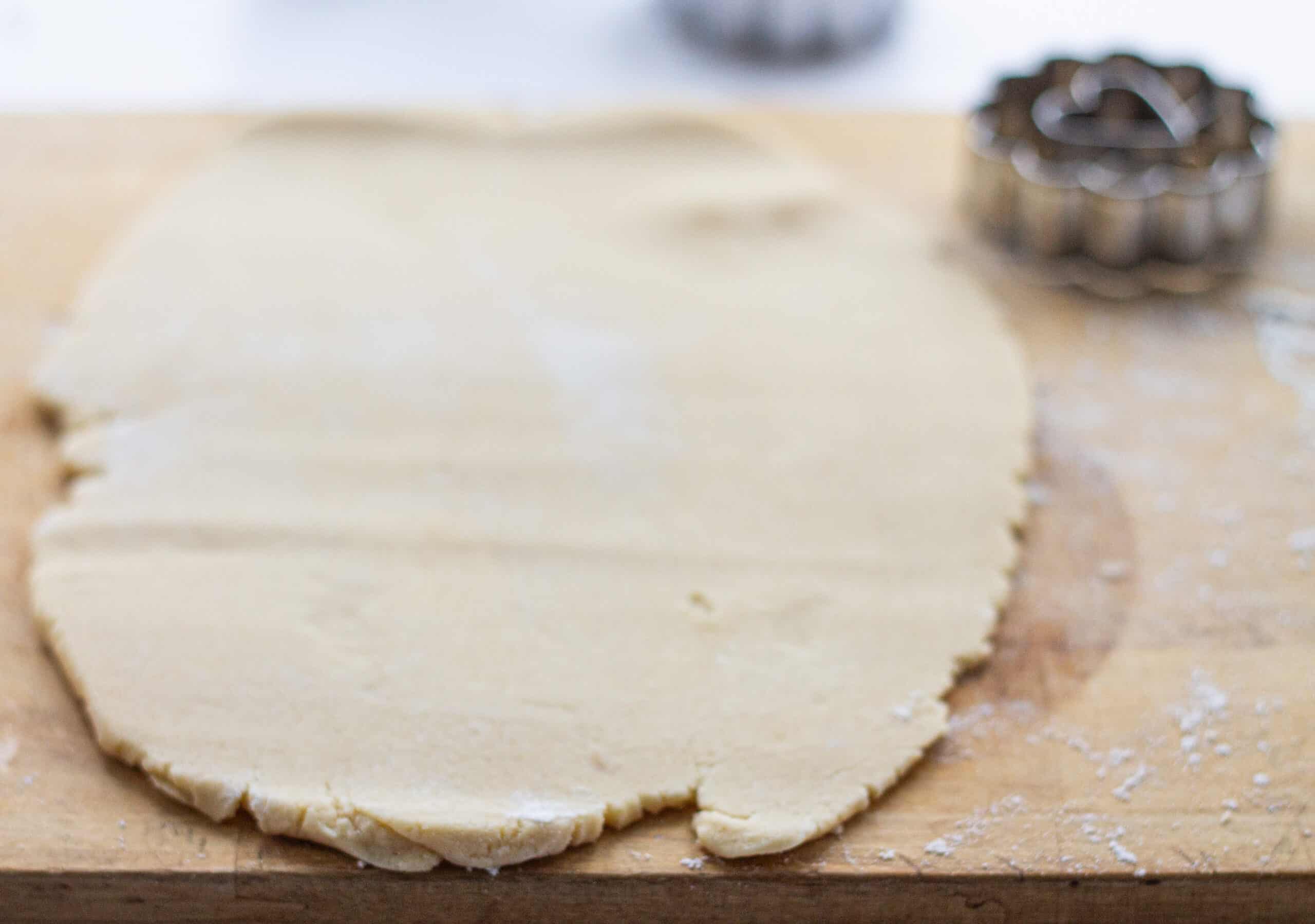 Linzer cookie dough rolled out