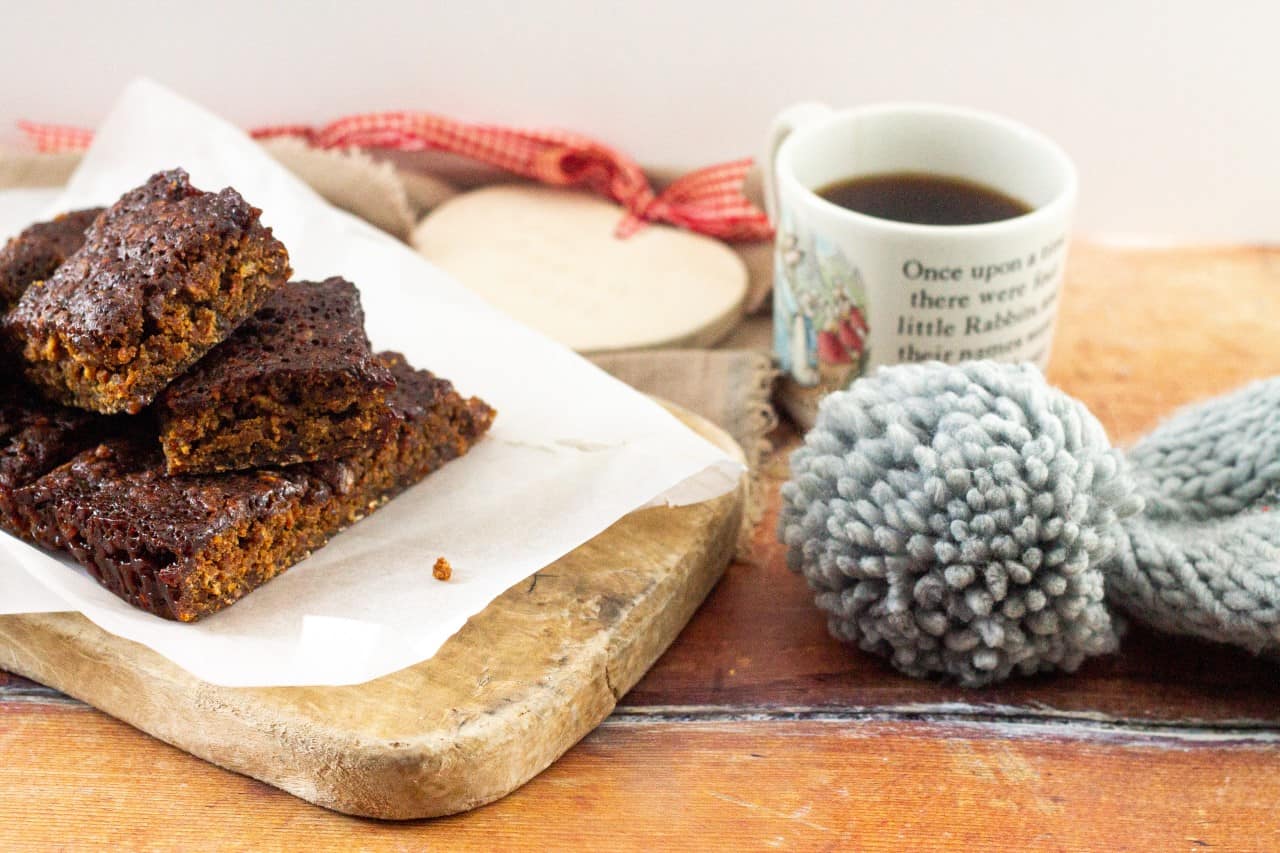 A pile of vegan parkin and a wooly hat