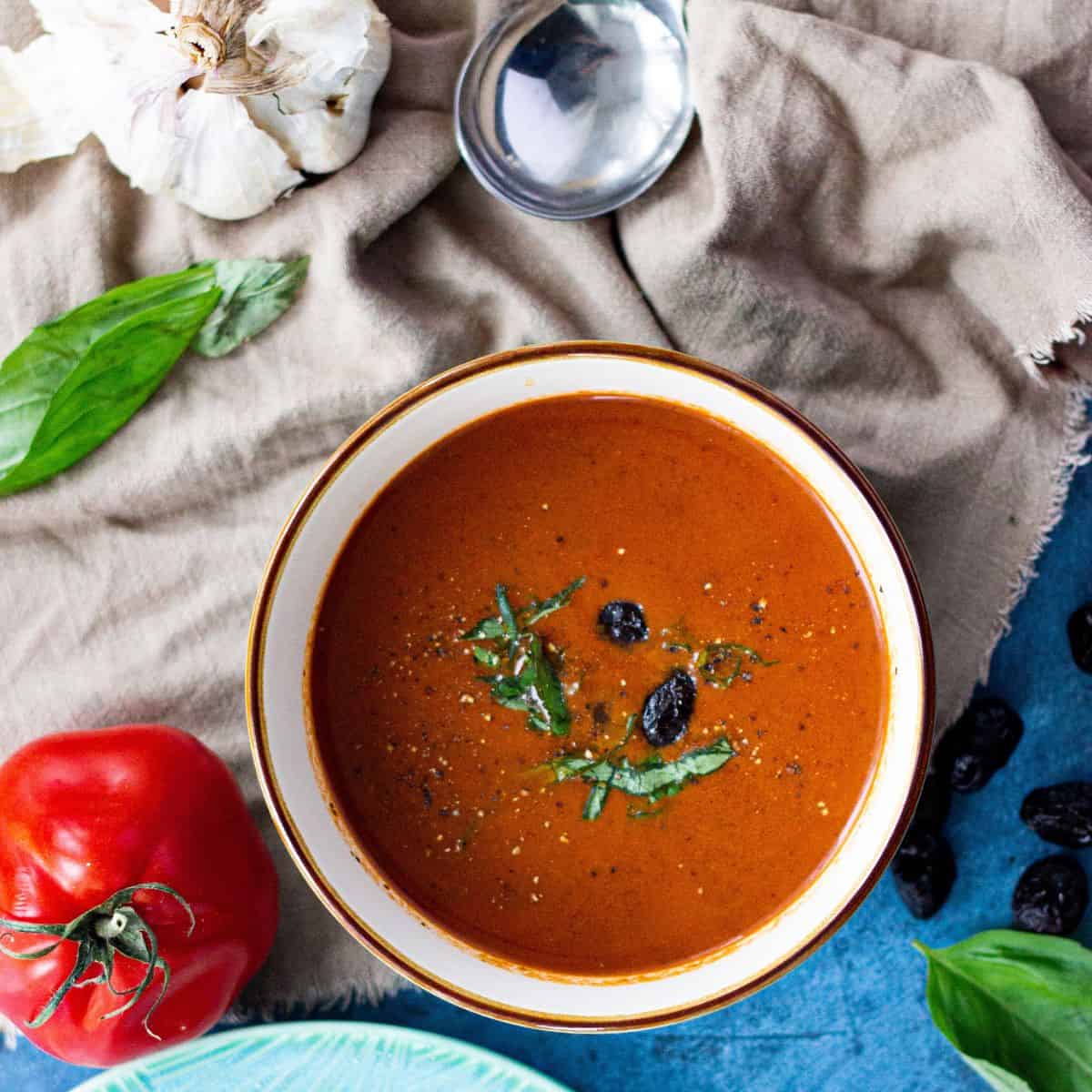 Tomato, Garlic and Olive Soup Recipe