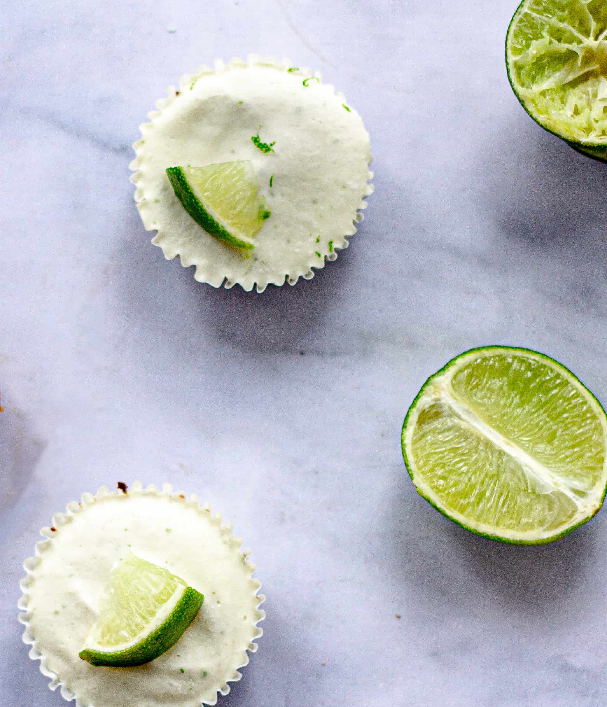 Flatlay of key lime pies