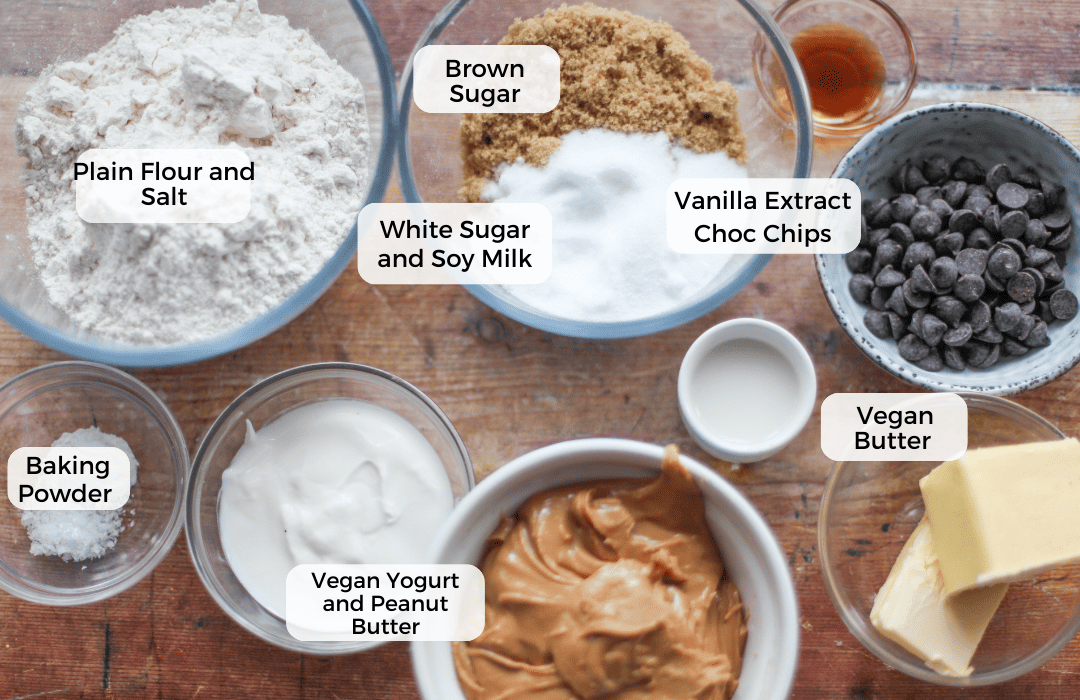 Ingredients for peanut butter cookies.