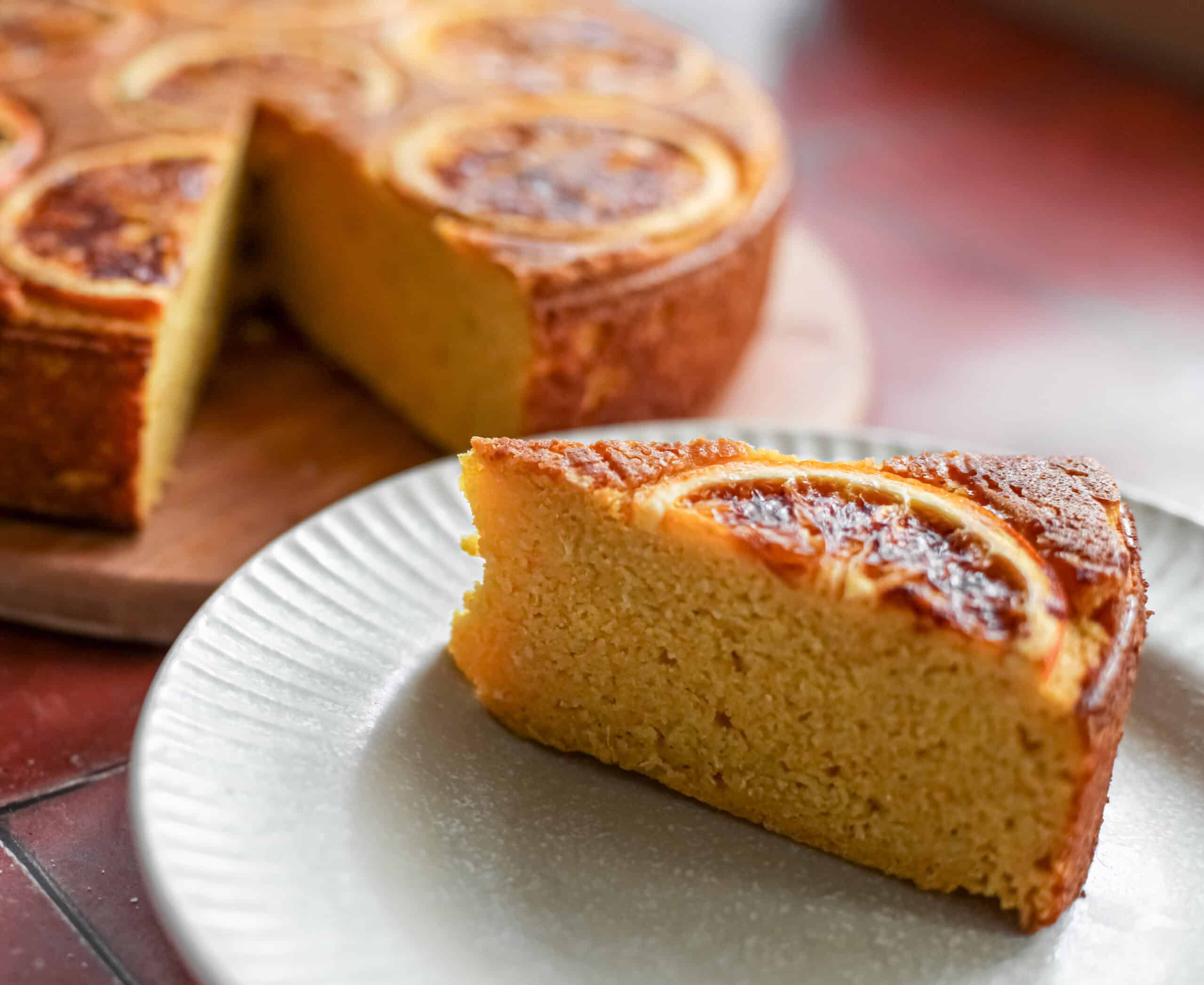 A Slice of orange polenta cake.