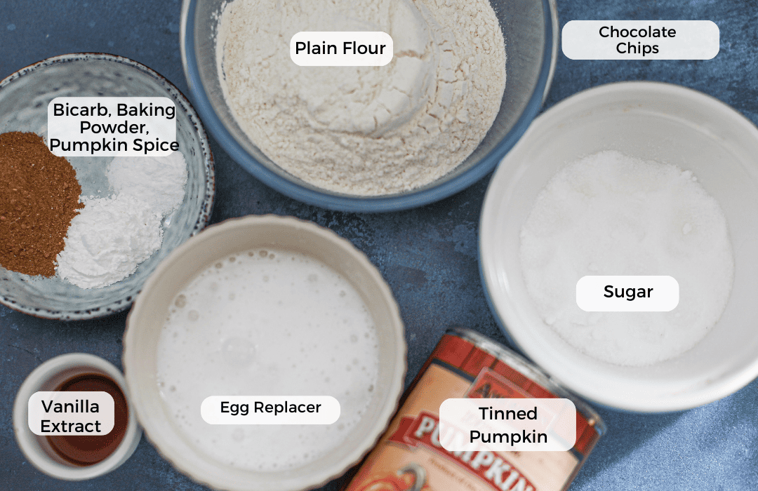 Ingredients for pumpkin pie muffins.