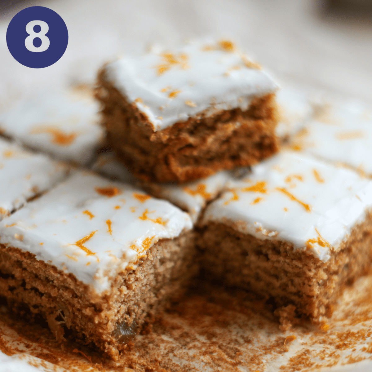 Gingerbread cut into squares.