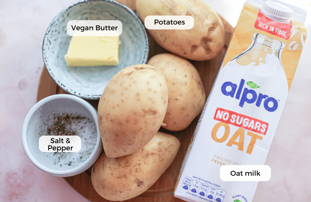 Ingredients for mashed potato.