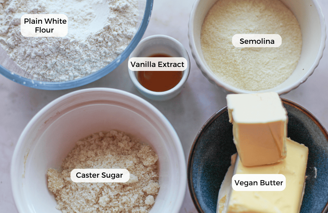 Ingredients for shortbread.