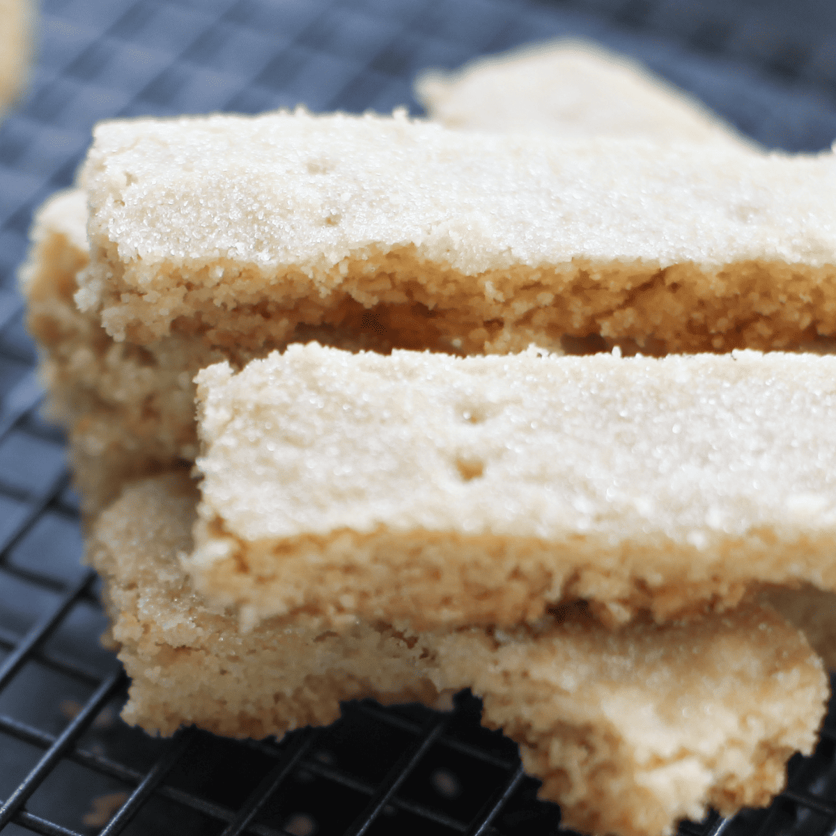 Vegan shortbread in a stack.