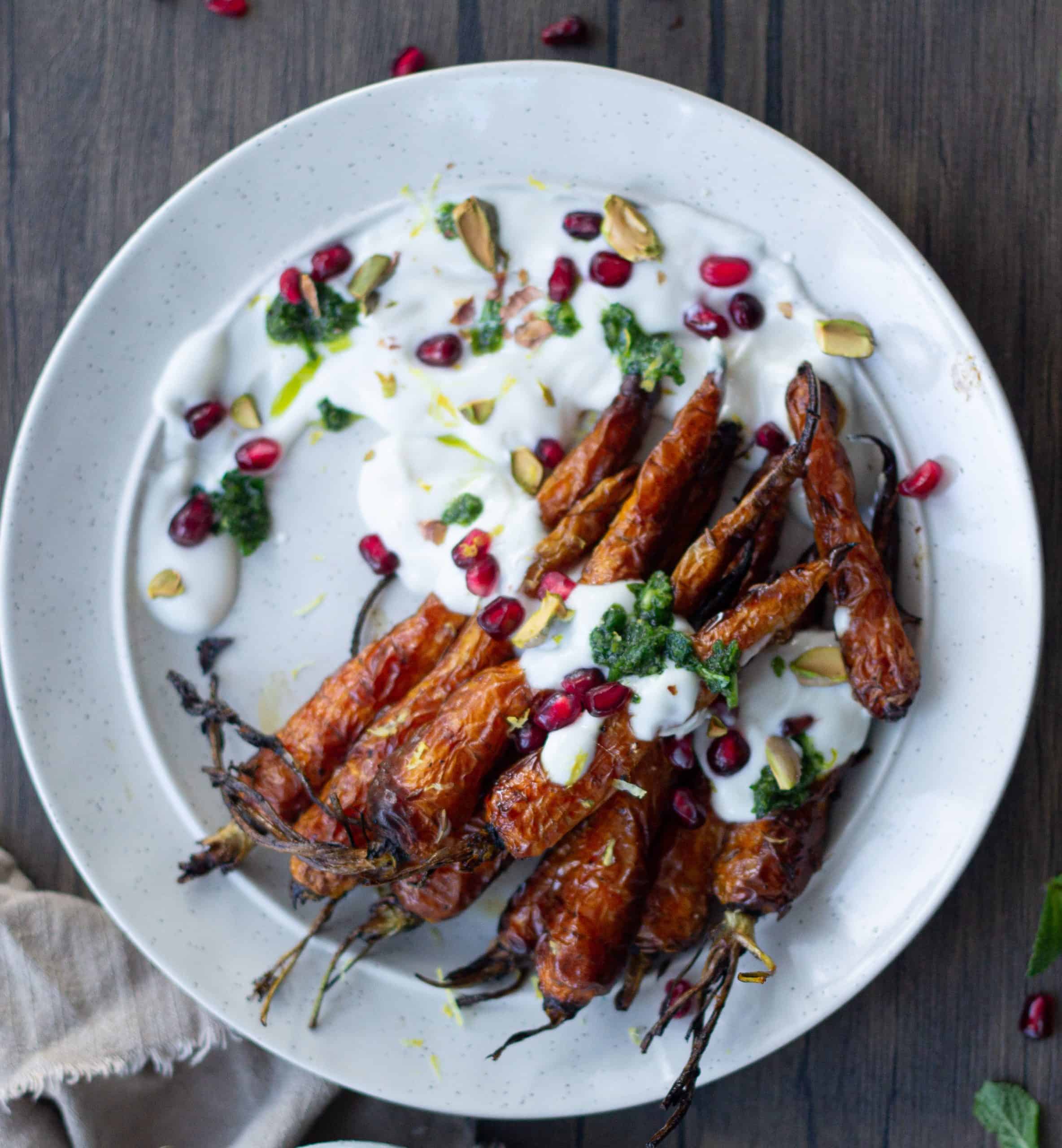 Labneh with carrots on a plate
