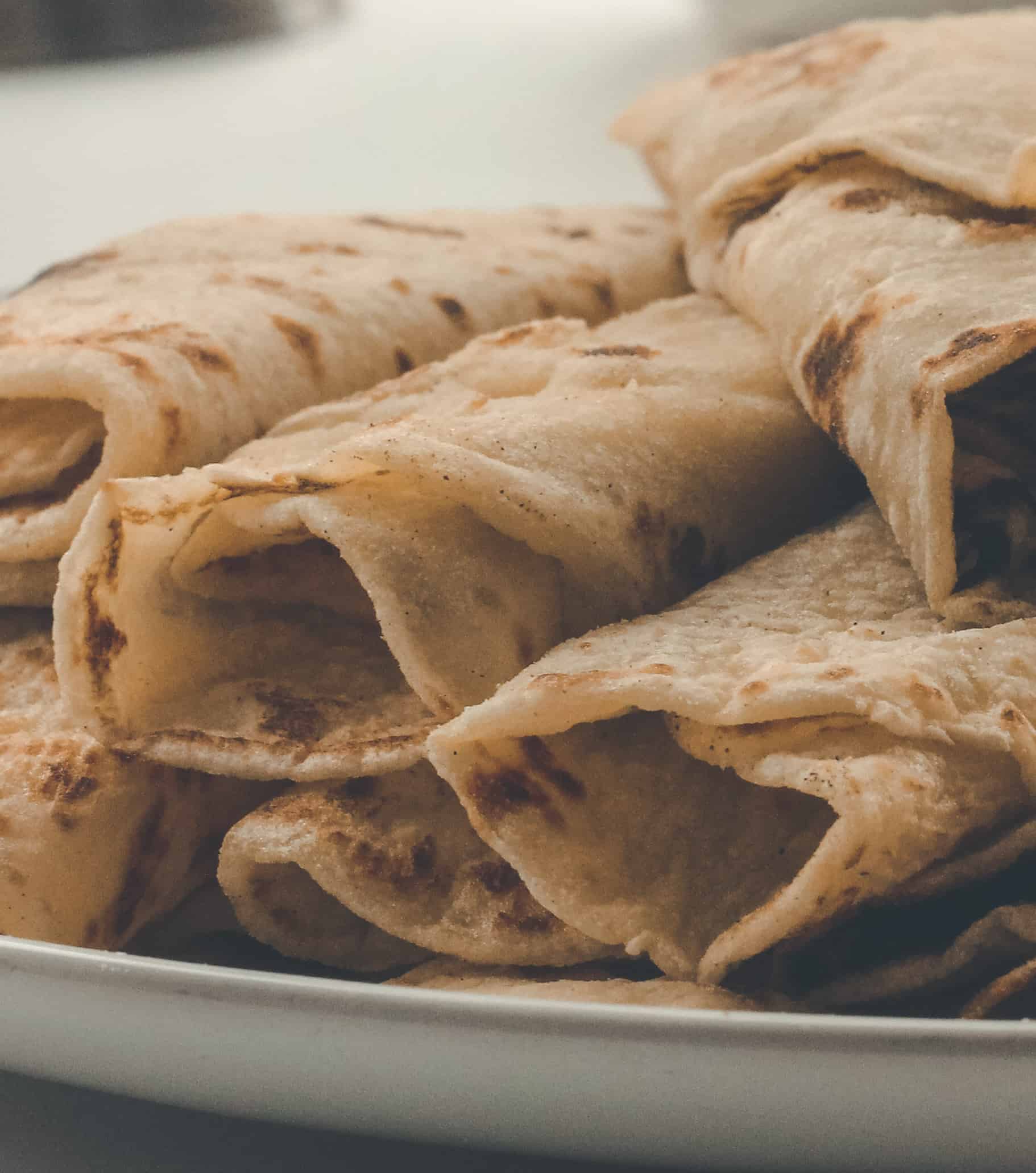 A close up of a pile of lefse