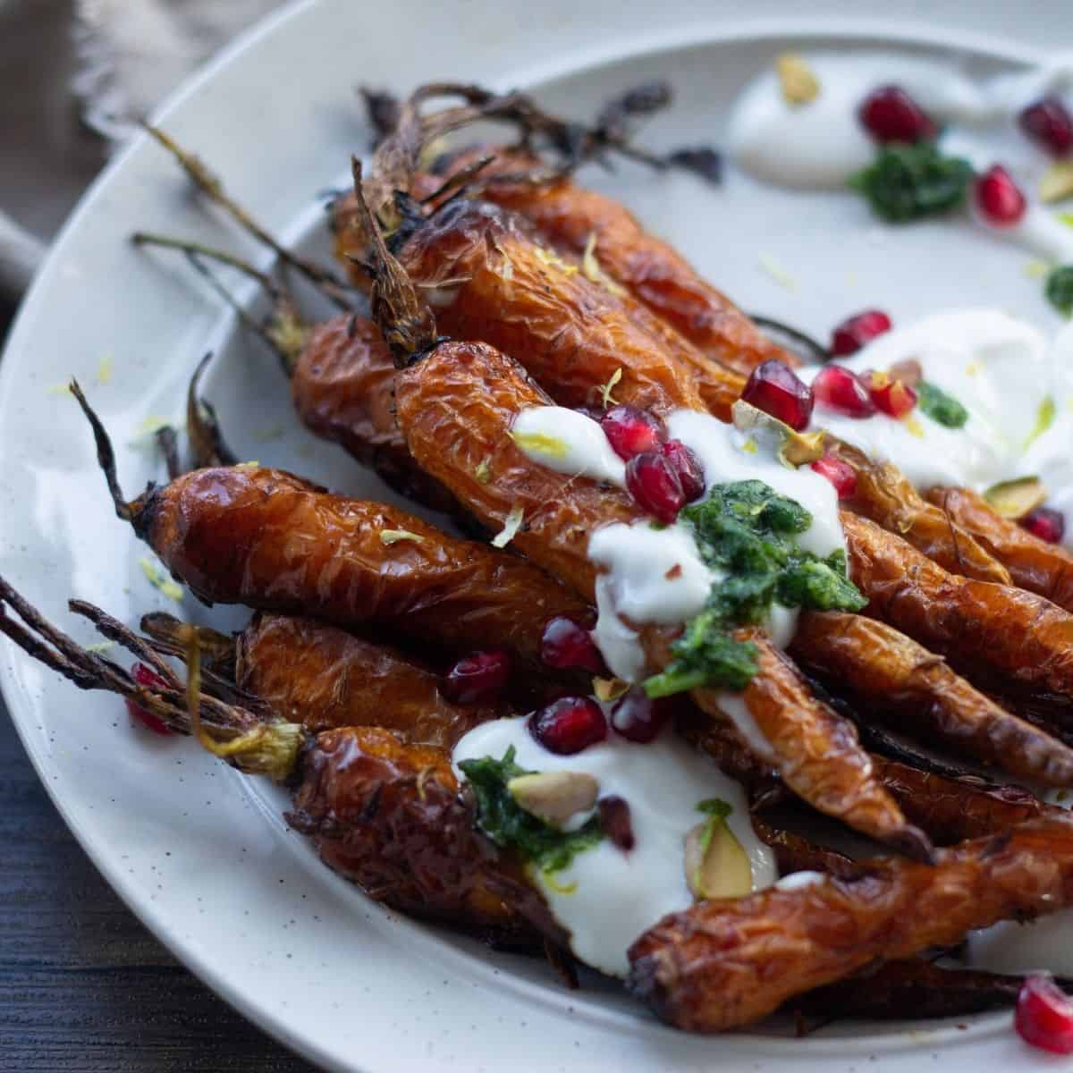 Ninja Air Fryer Roasted Carrots with Vegan Labneh