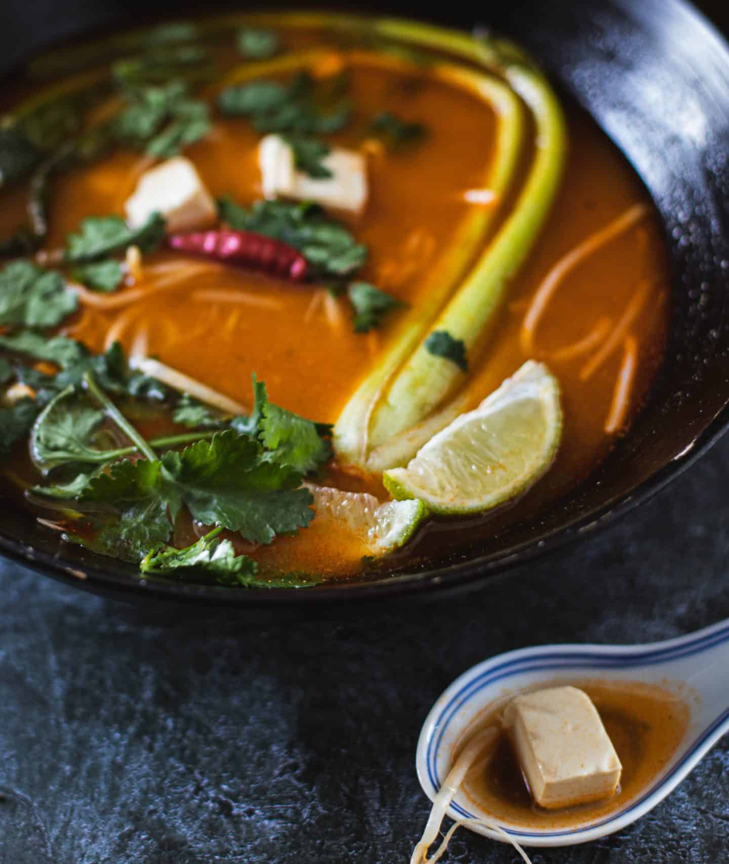 a bowl of hot sour soup