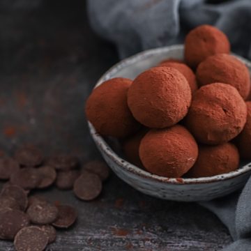 A bowl of chocolate truffles