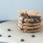 A tray of chocolate chip cookies