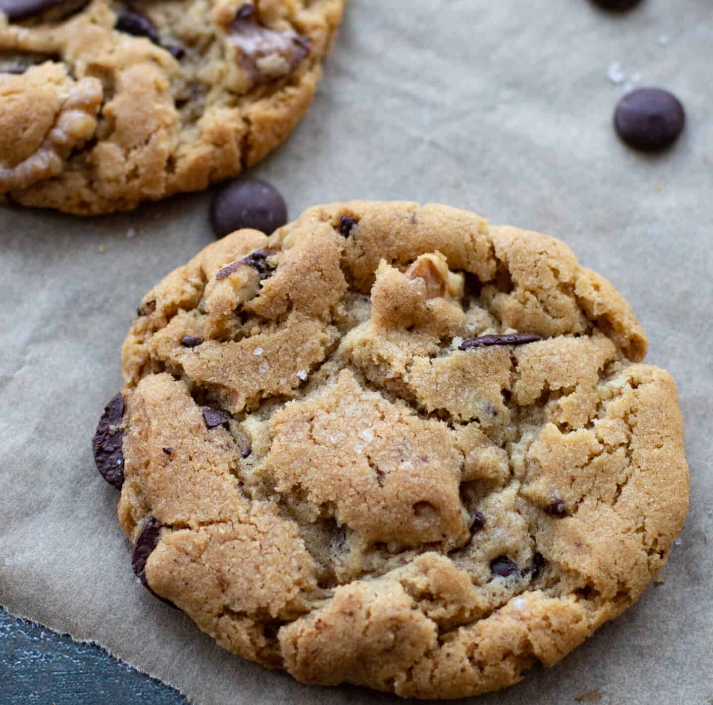 A large cookie on a tray