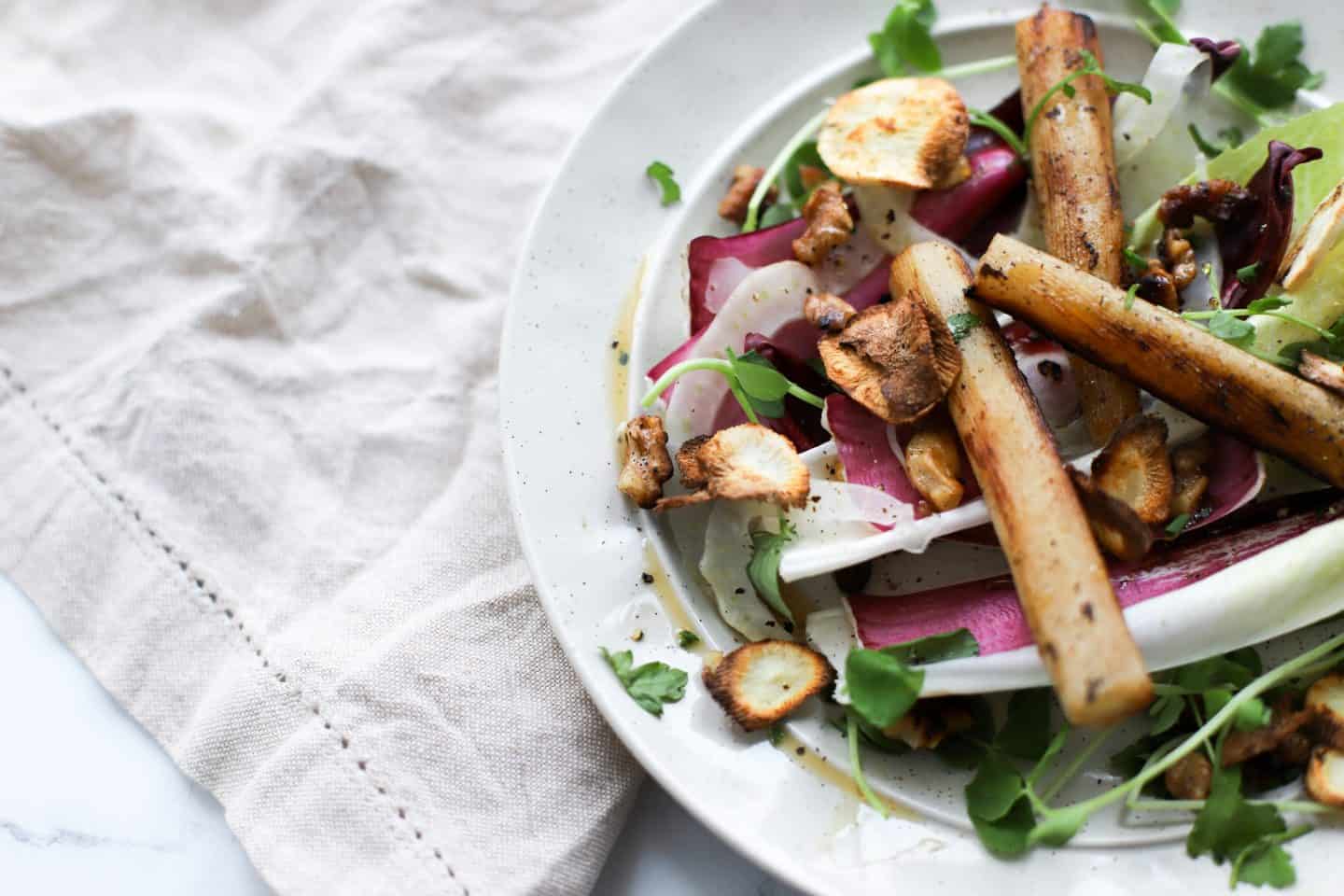 A plate of salsify salad