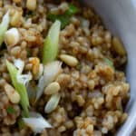 A close up of a bowl of brown rice