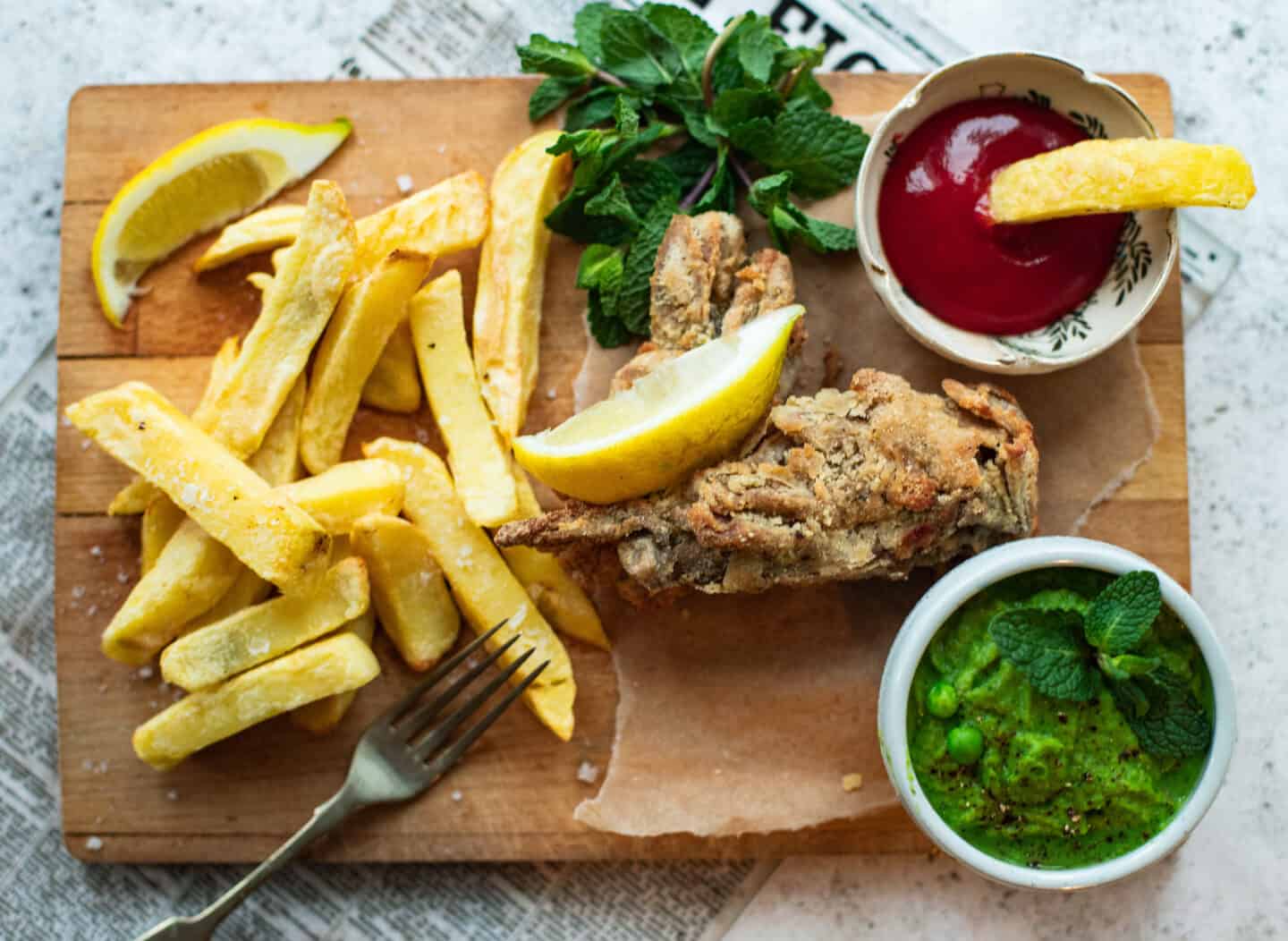 A plate of vegan fish and chips