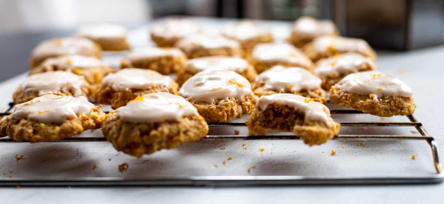 A close up of carrot cookies