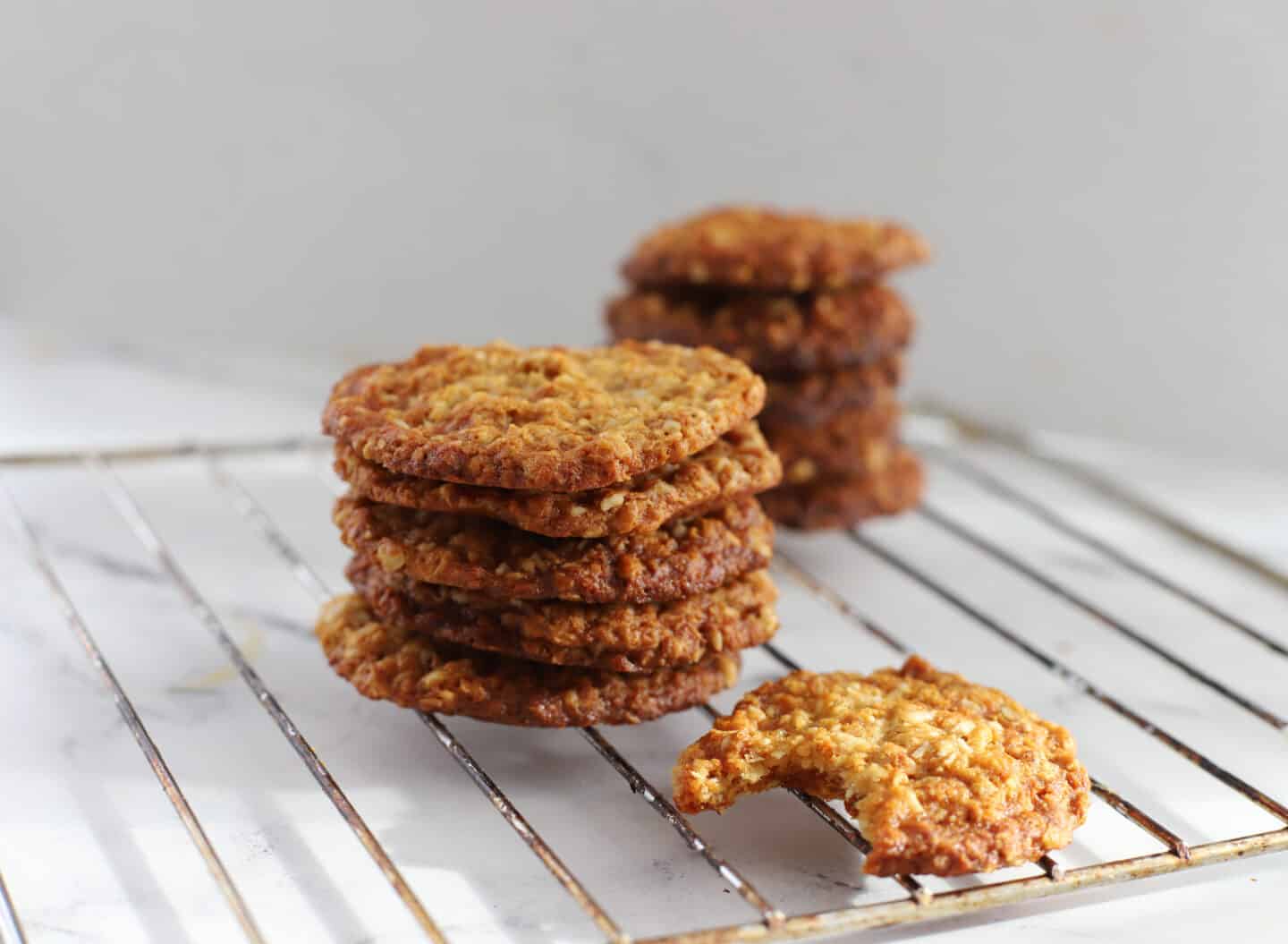 A stack of Anzac Cookies
