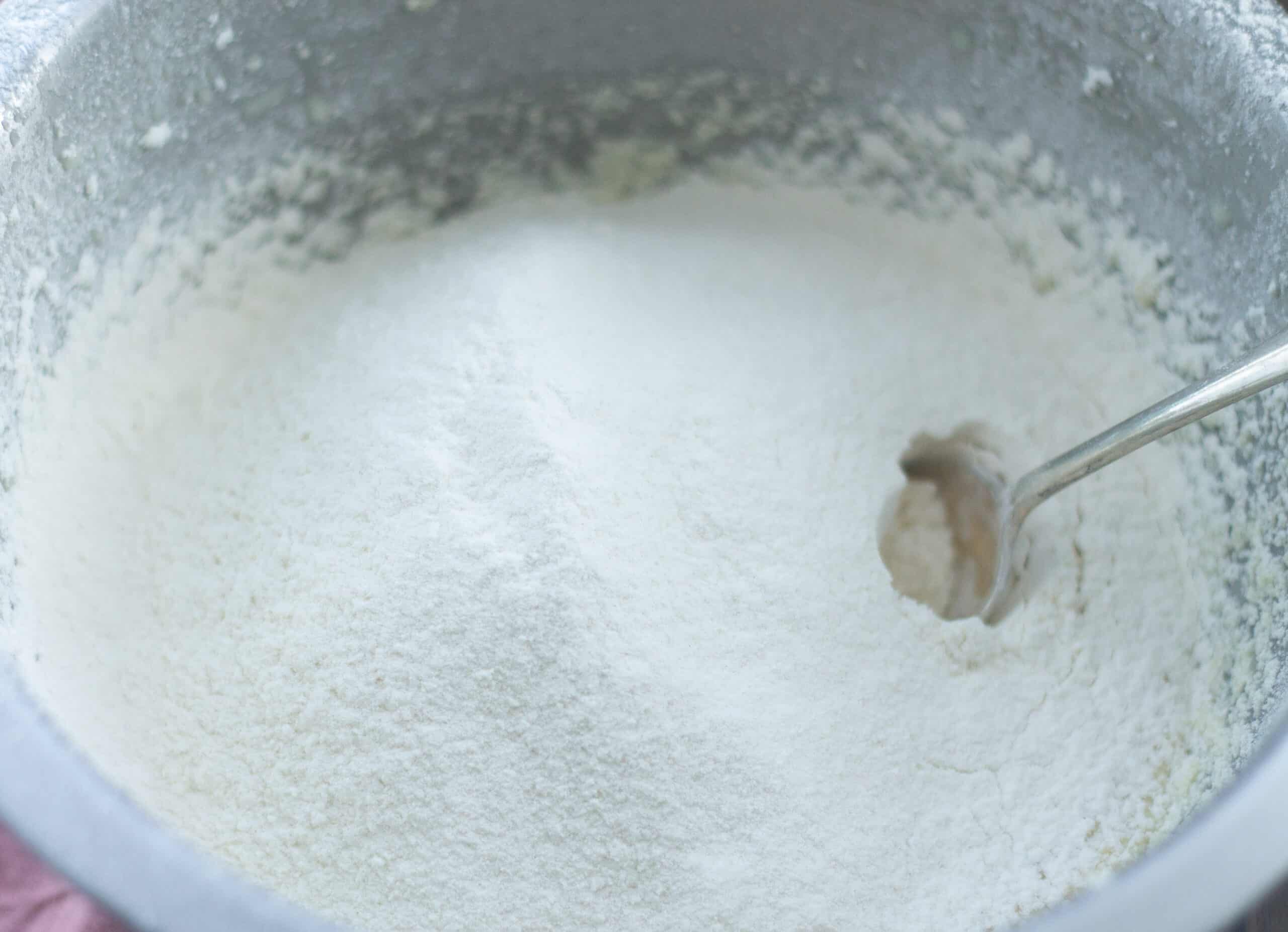 Flour sifted into a bowl