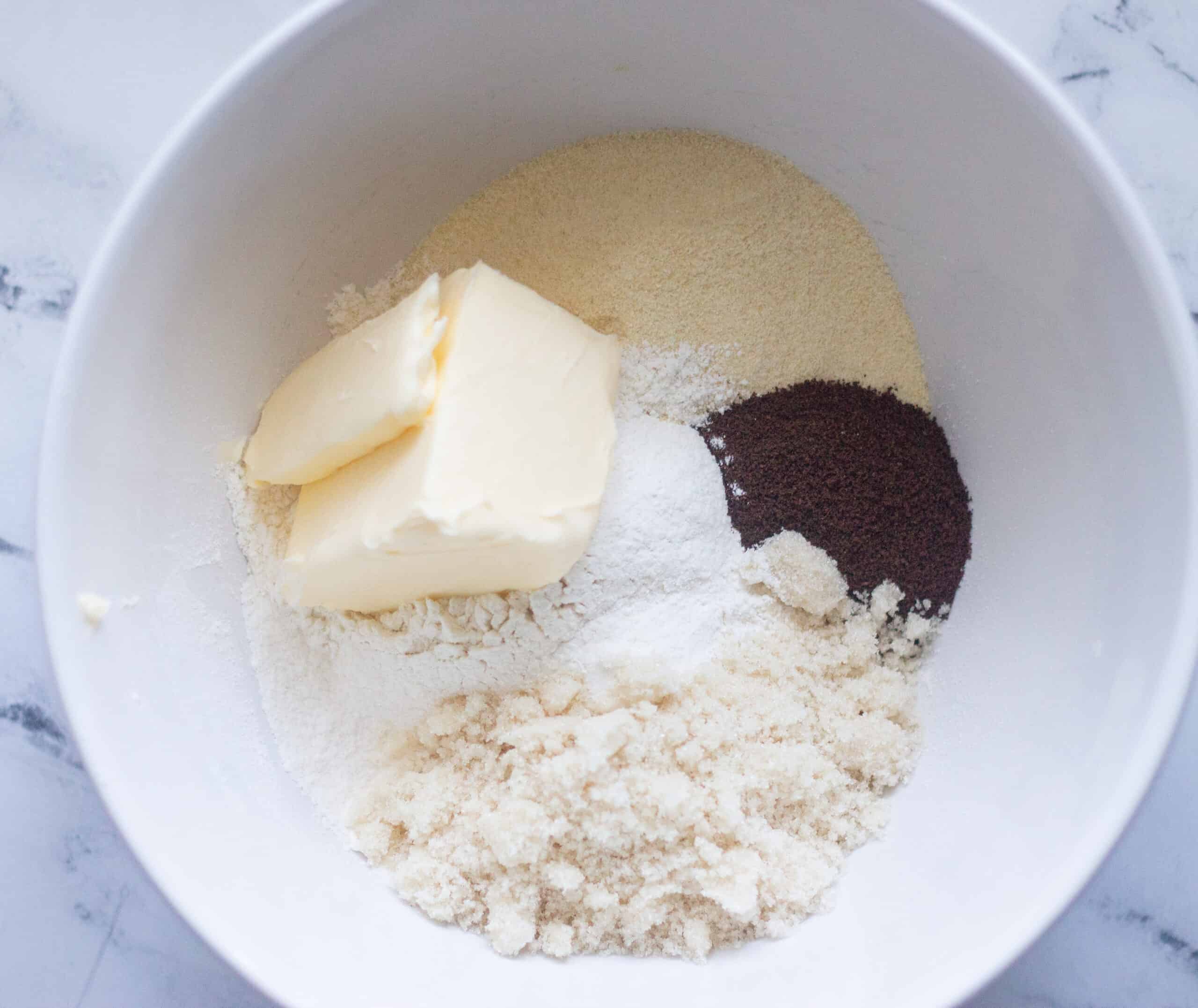 Shortbread ingredients in a bowl
