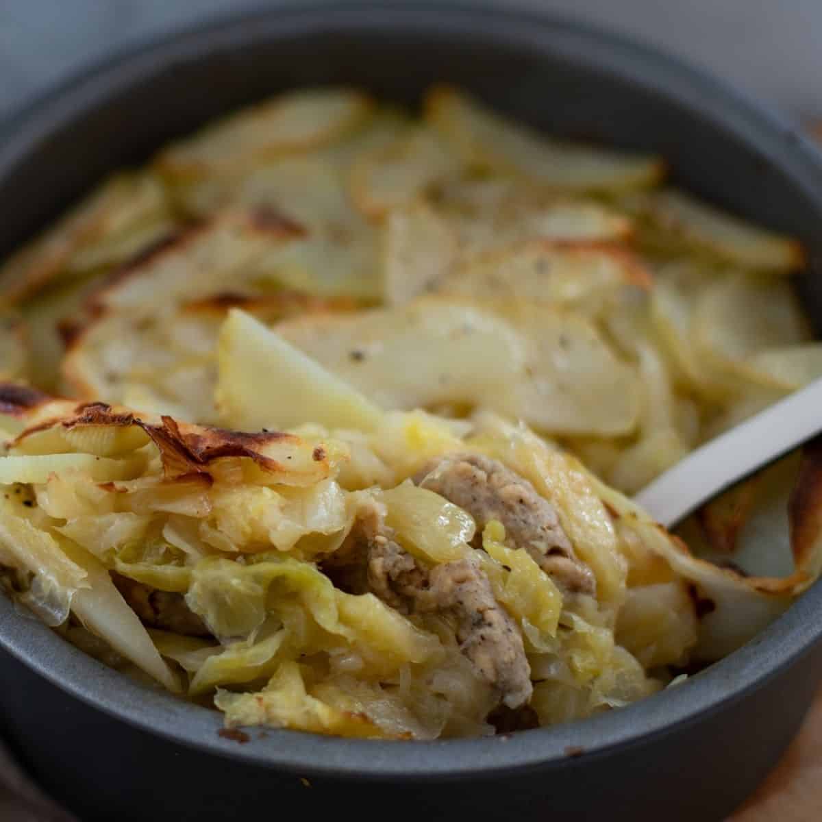 Easy Vegan Sausage and Cabbage Bake