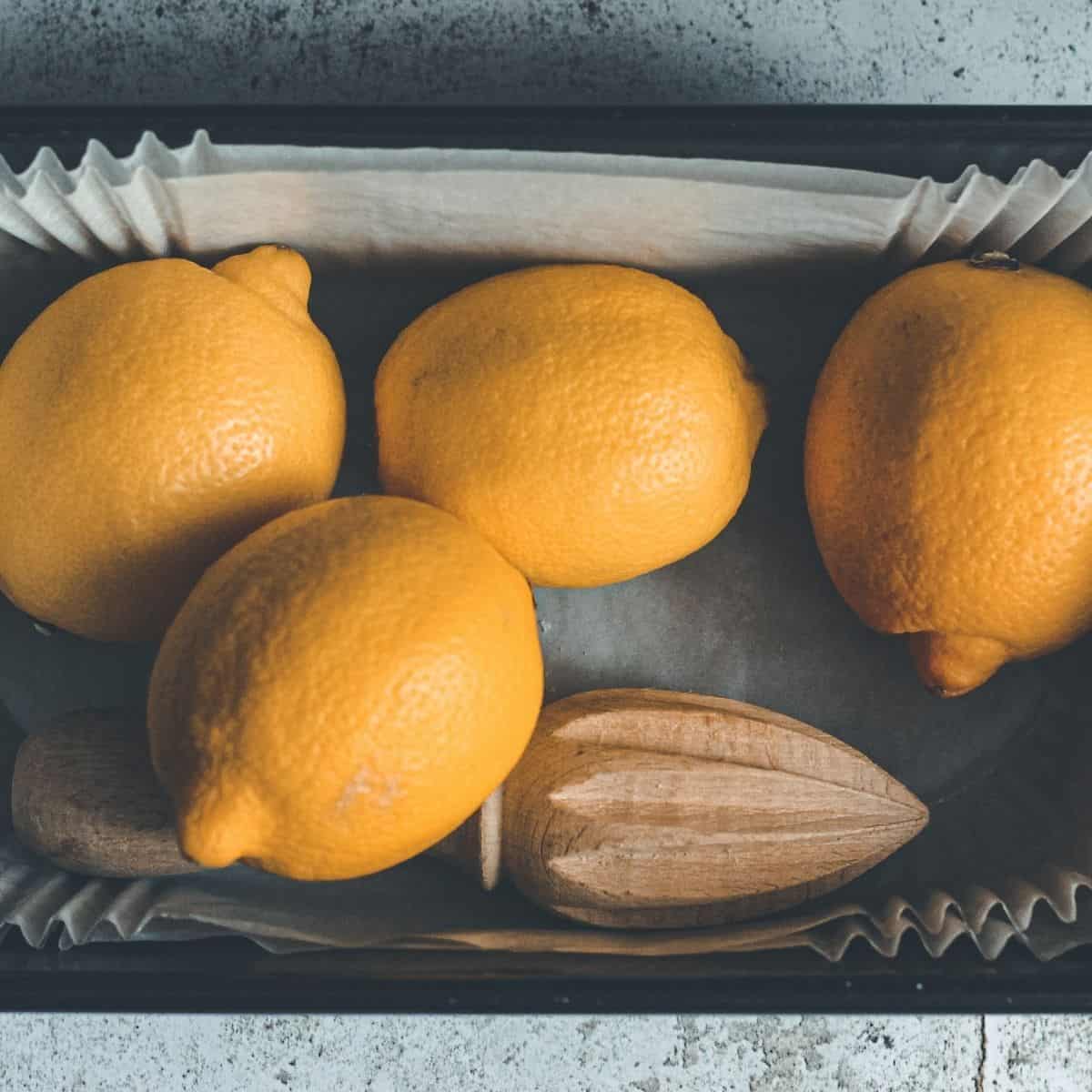 Lemons in a cake tin