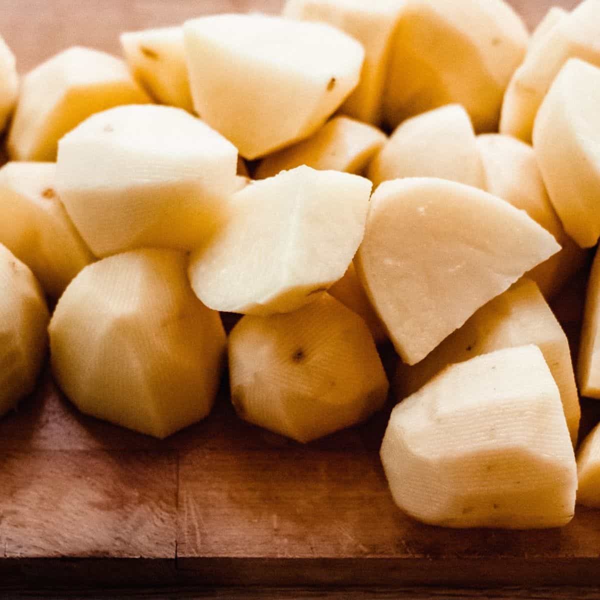 peeled potatoes