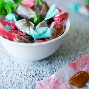 A bowl of caramels