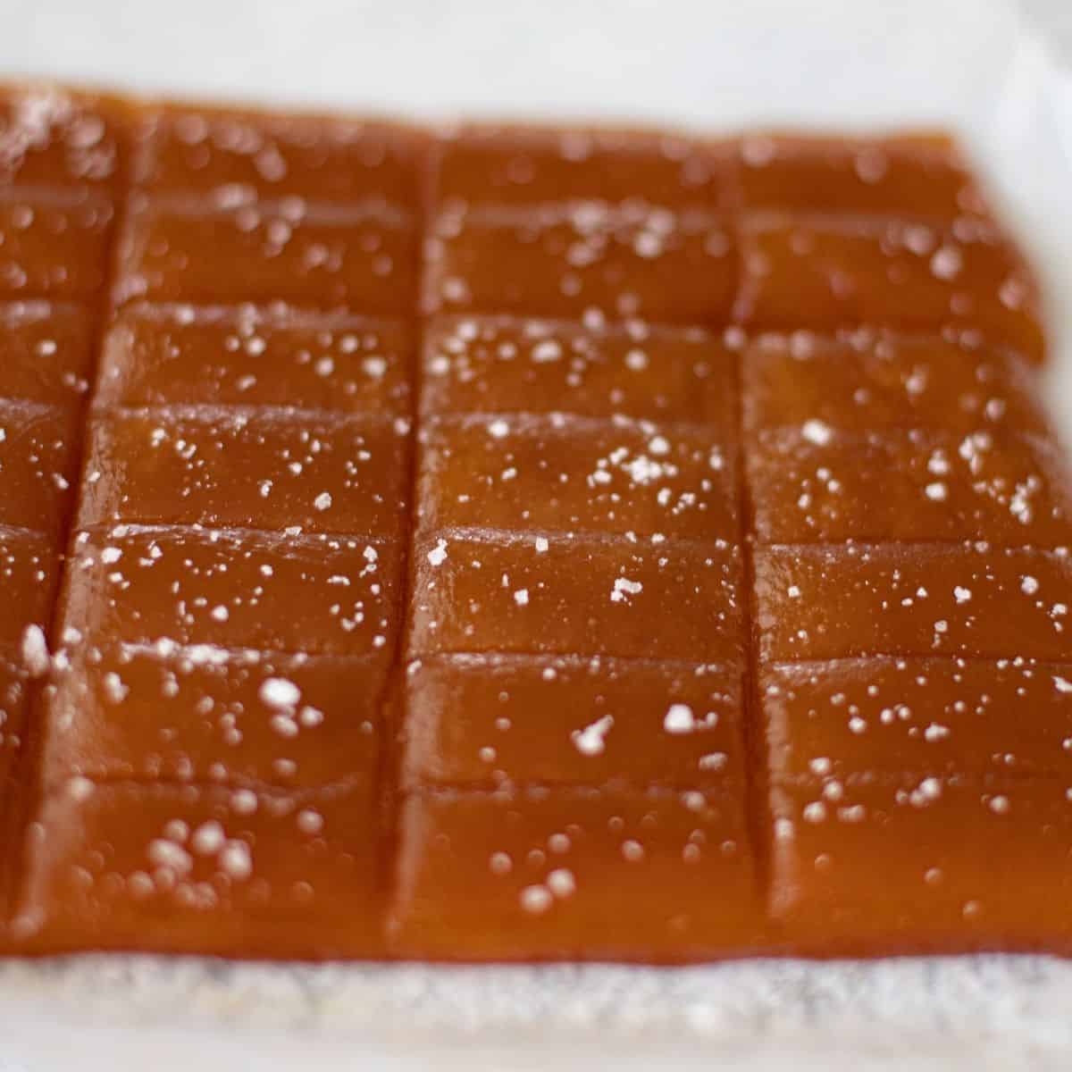 A slab of caramels