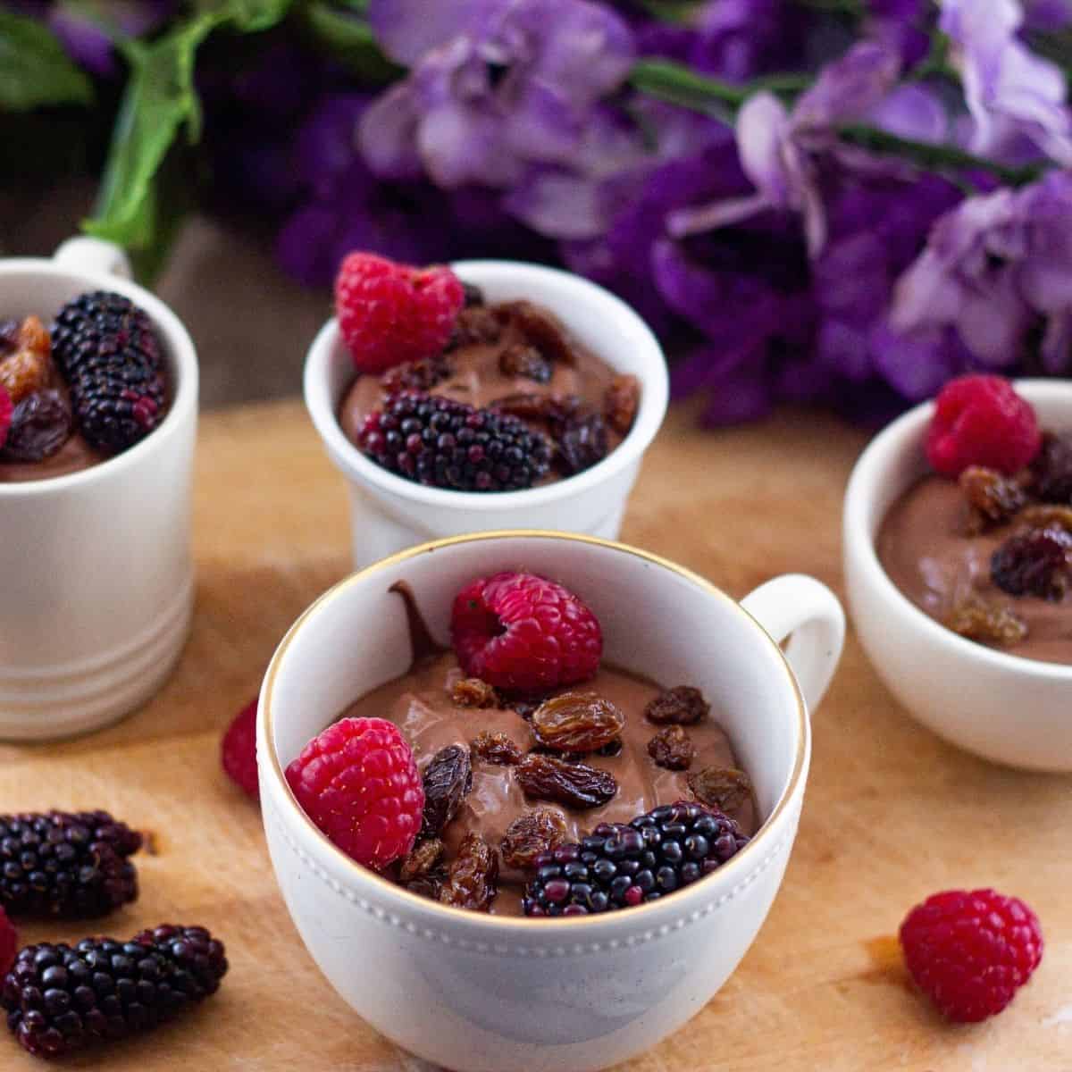 A row of chocolate mousse