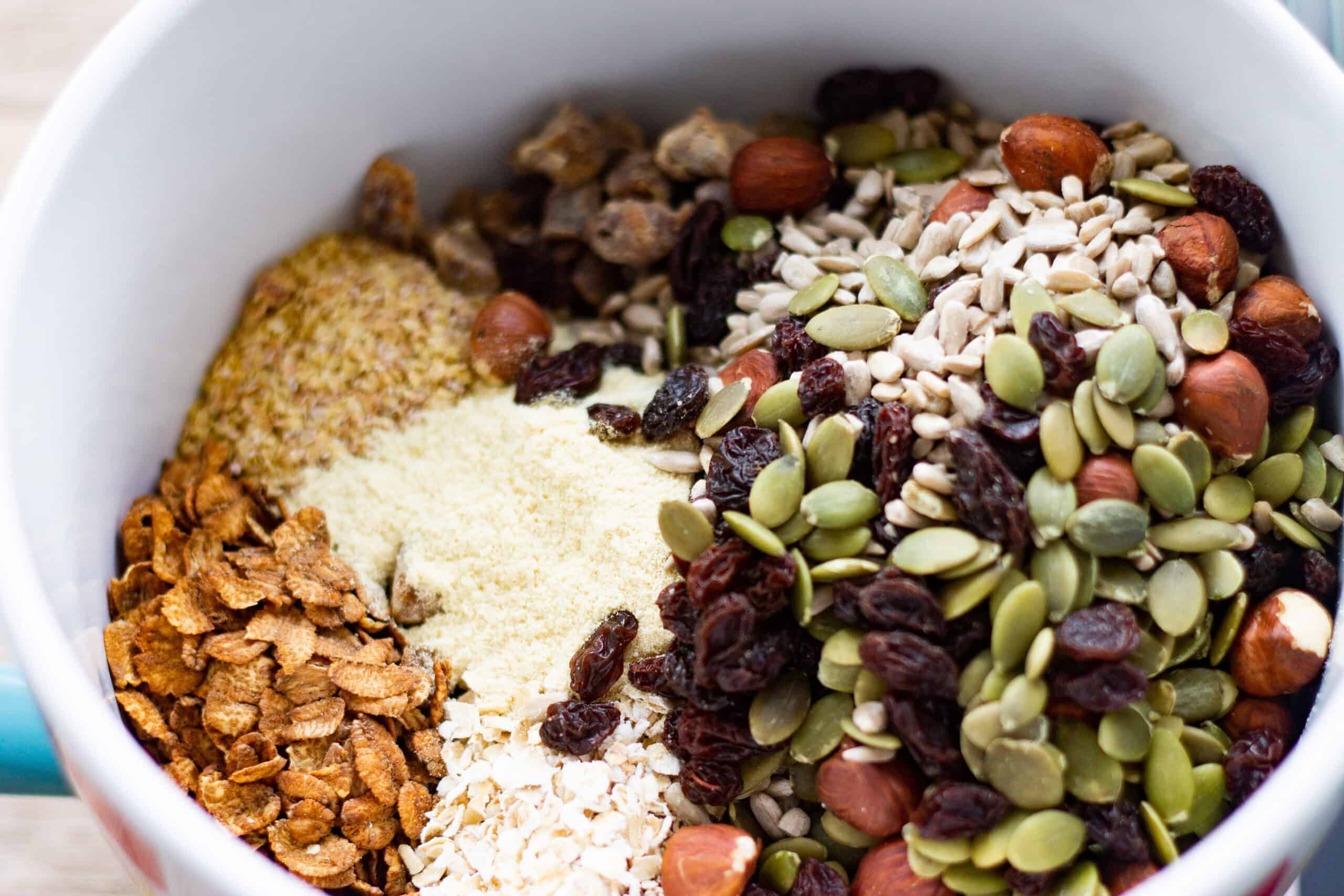 Muesli Ingredients in  bowl