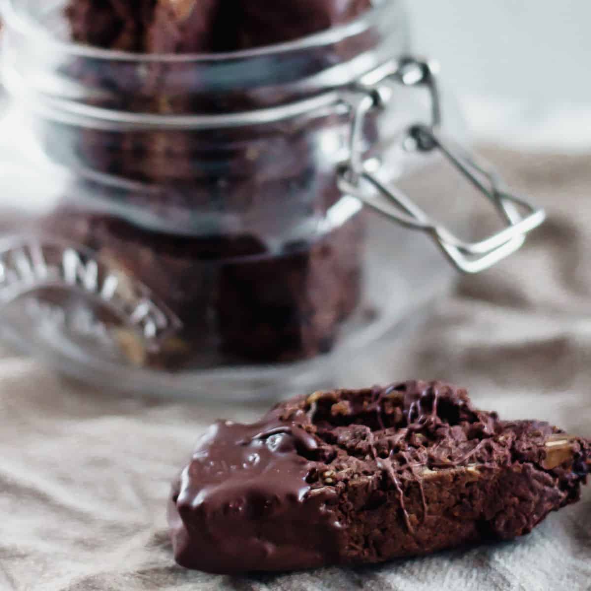 Chocolate Biscotti in a jar