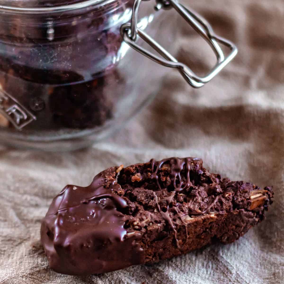 Air Fryer Vegan Chocolate Biscotti (rich, dark and perfect for an edible gift!)