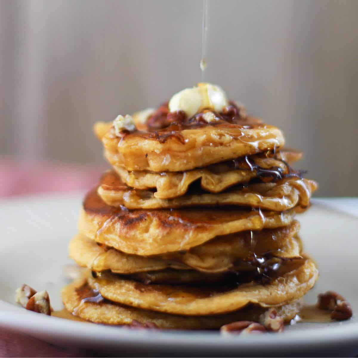 Vegan Brown Sugar Pumpkin Pancakes Recipe – super fast, and super delicious!
