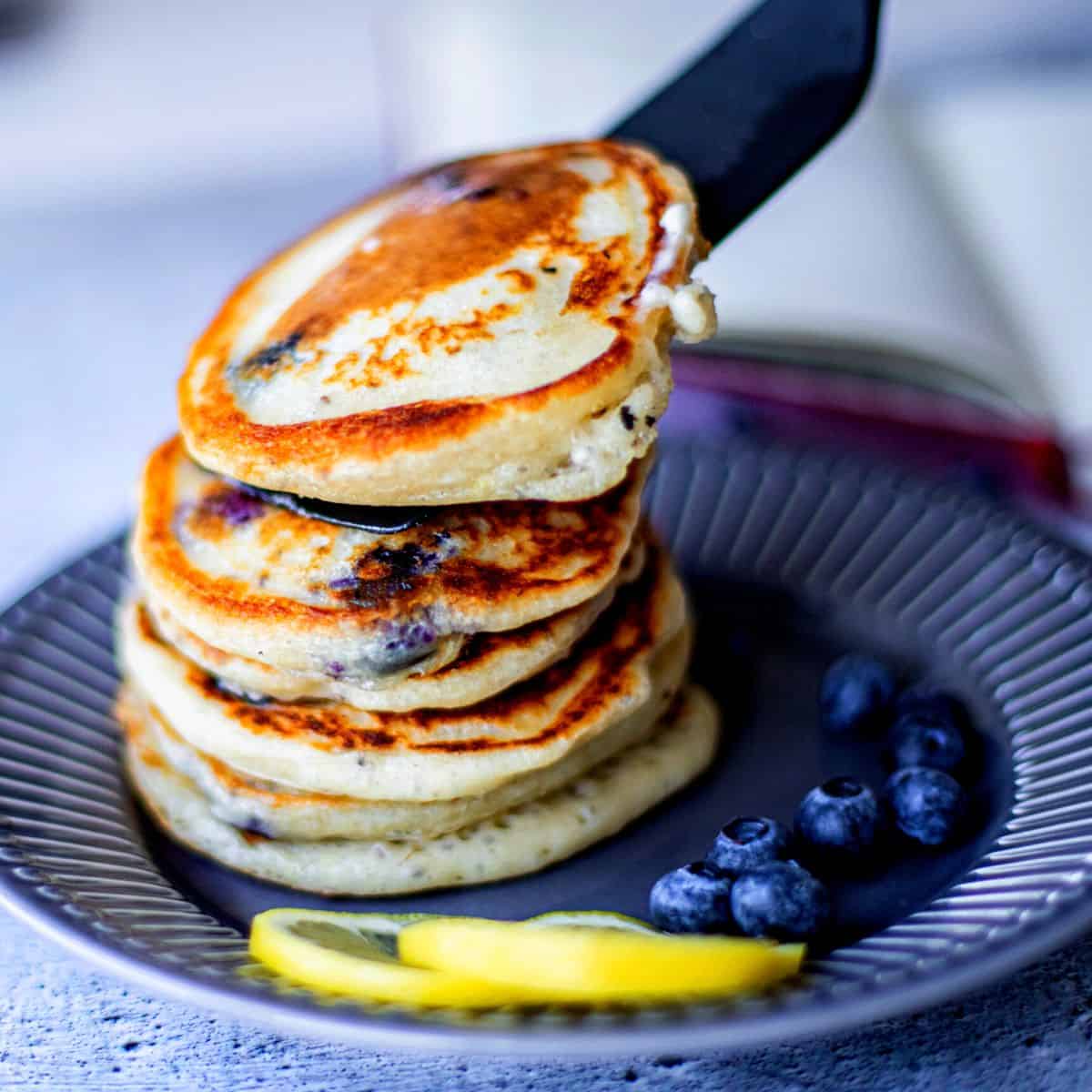 Easy Homemade Vegan Lemon, Blueberry and Chia Pancakes – delicious, quick and no added sugar