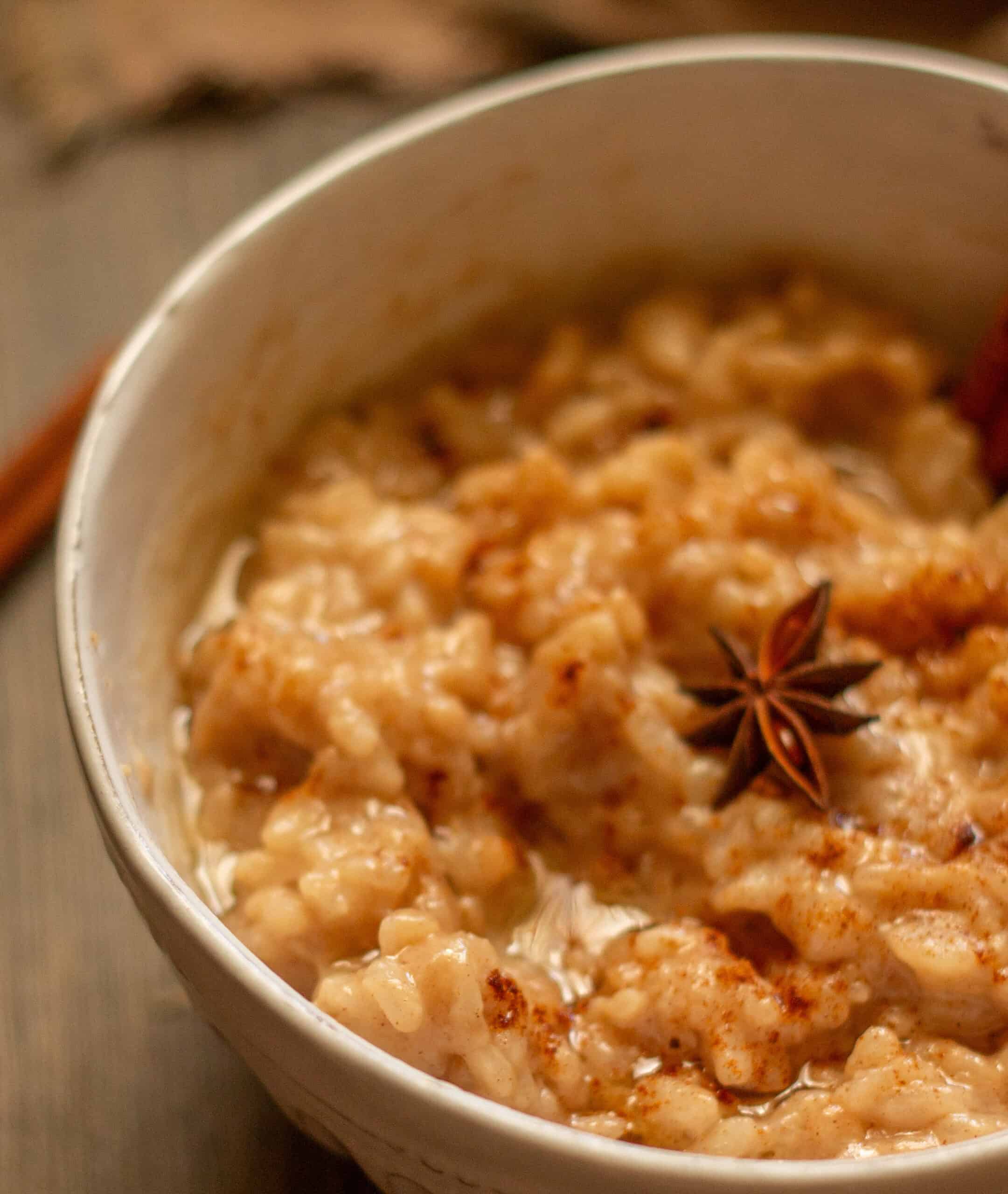 A bowl of arroz con leche.