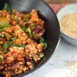 Bean and Rice Salad in a black bowl