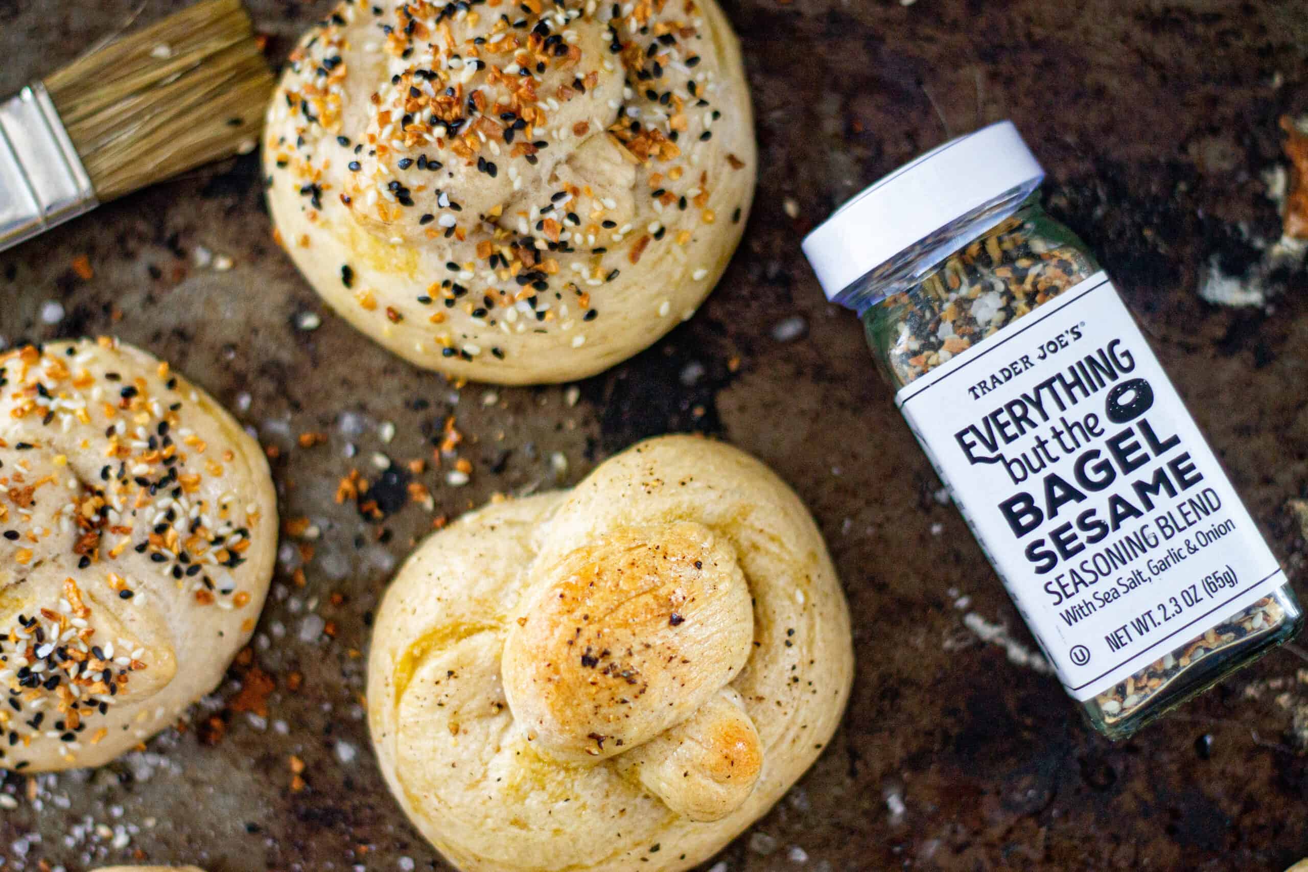 Easy Vegan Pretels sprinkled with everything but the bagel