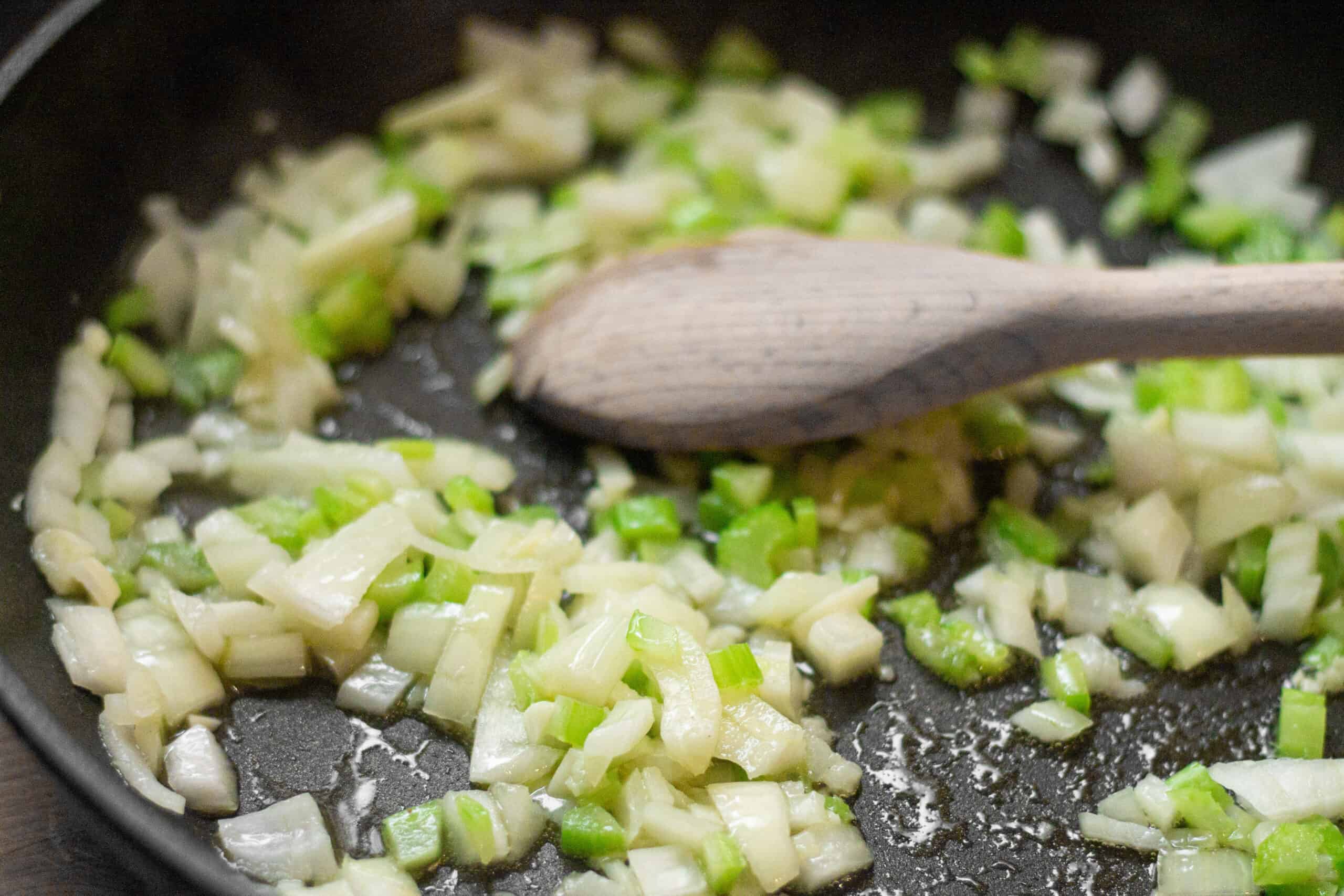 Sauteeing onion garlic and celery