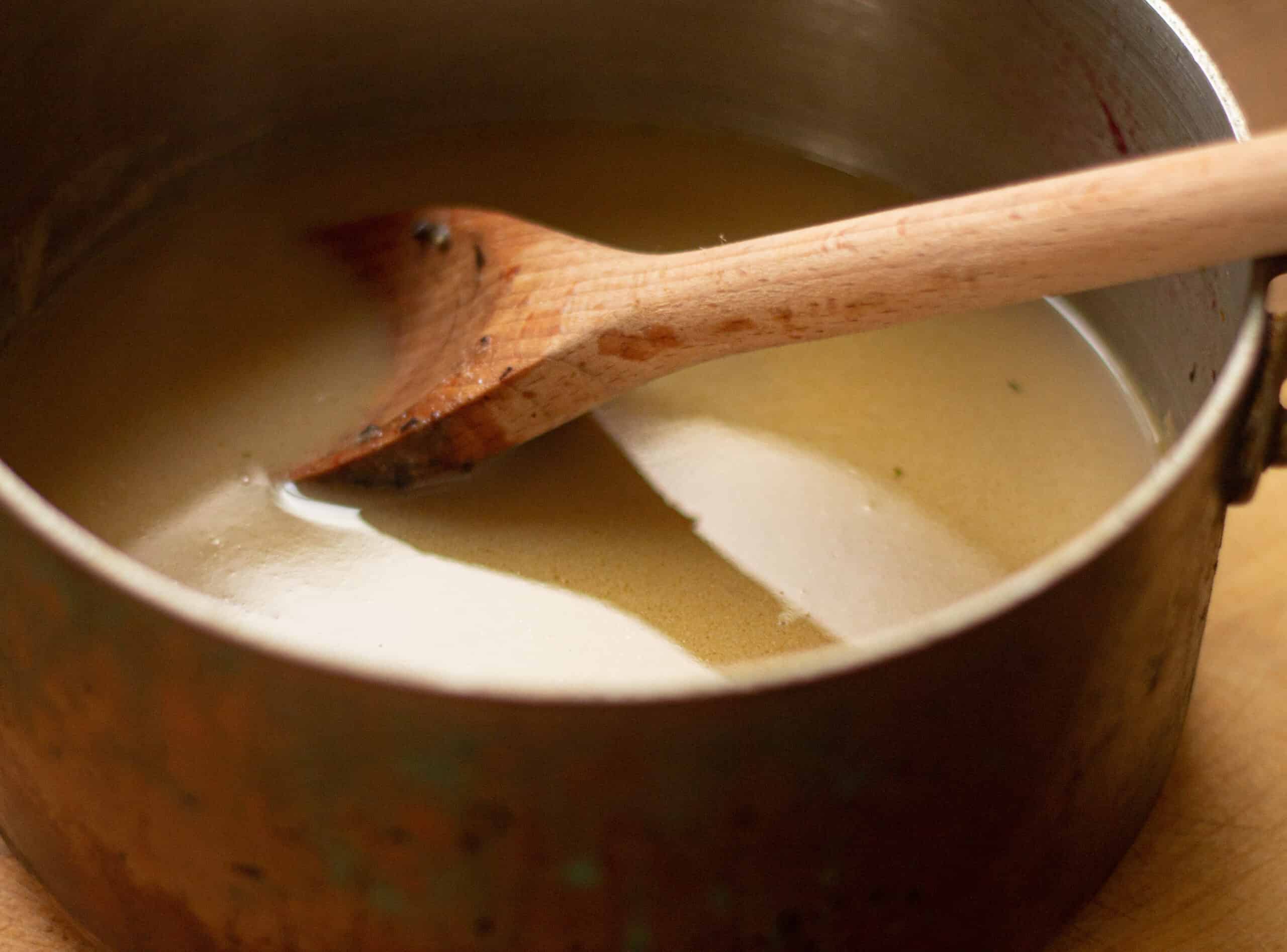 Making a white sauce for the soup