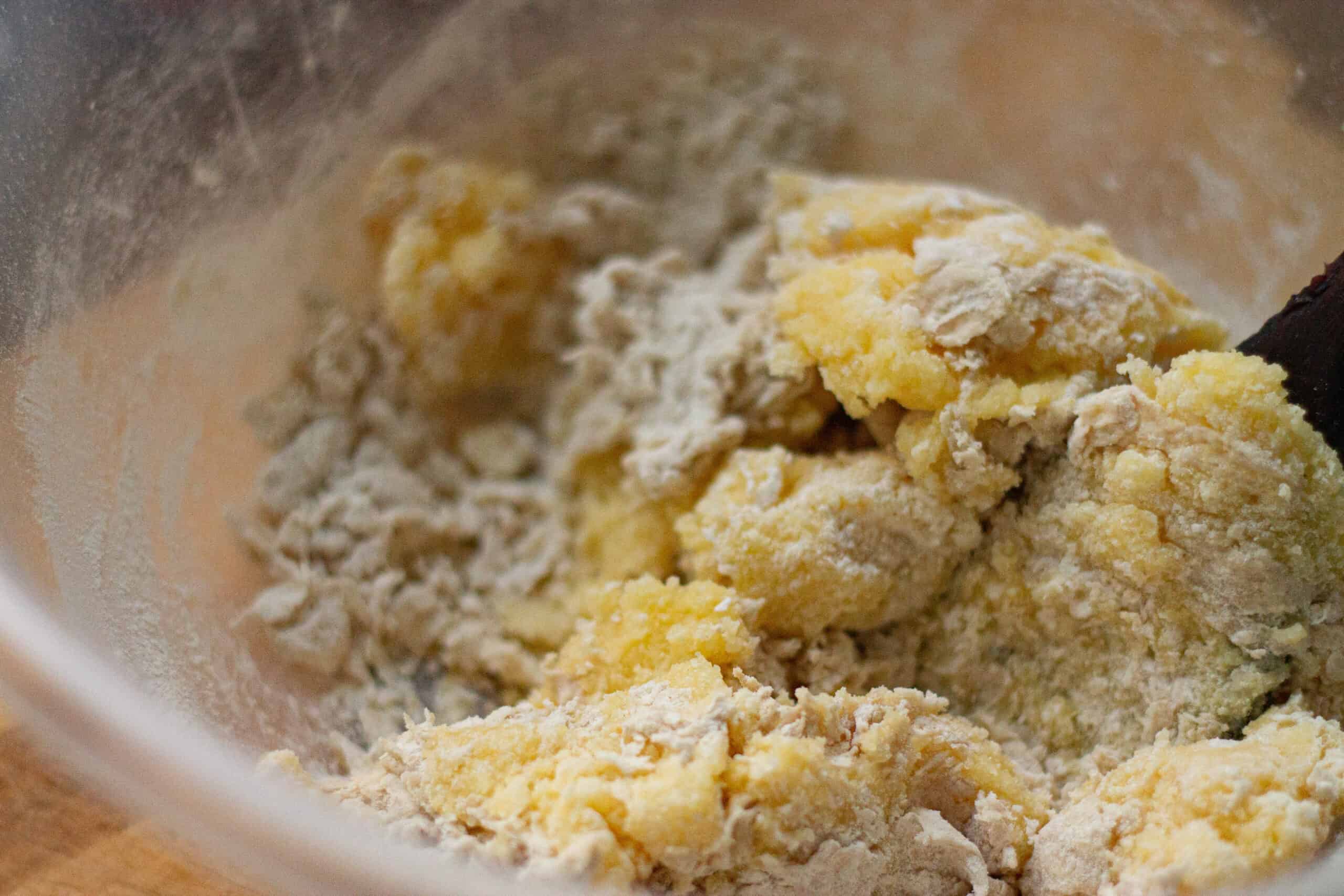 MIxing polenta into dough