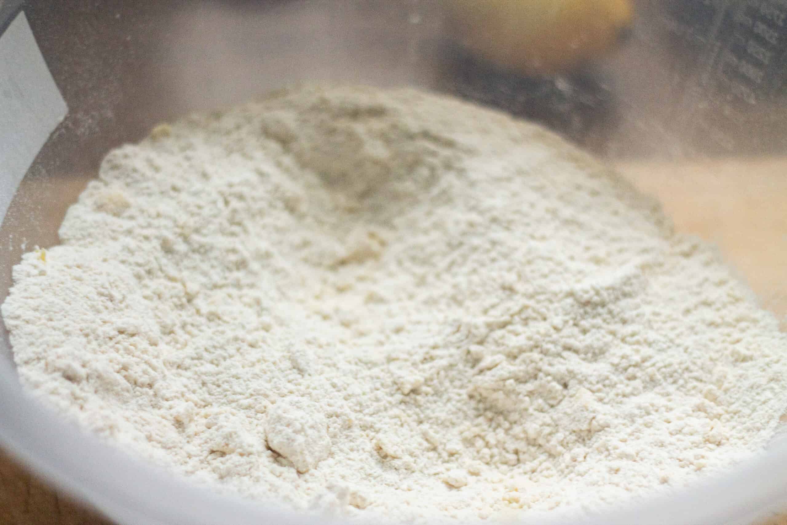 Margarine rubbed into flour