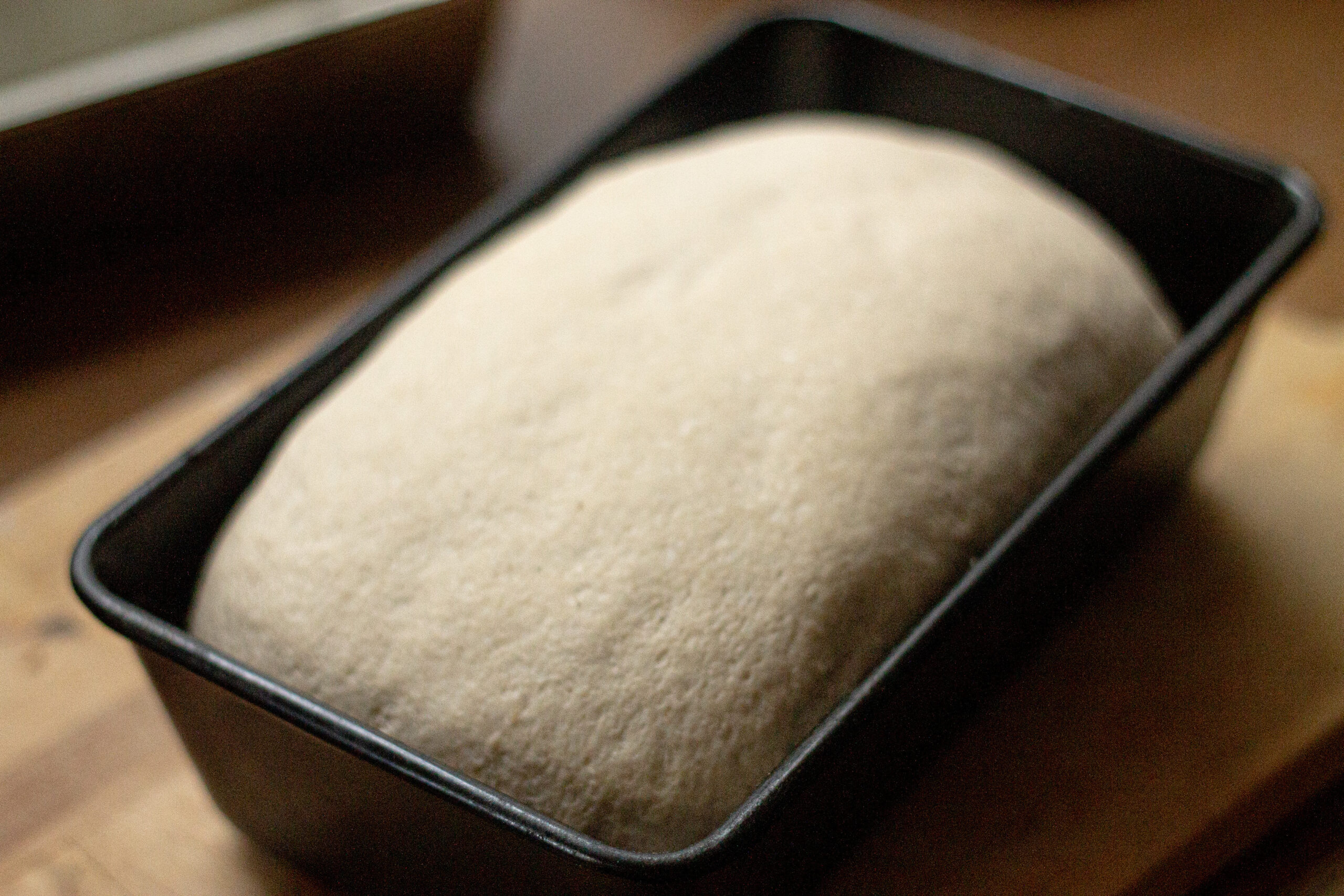 Risen dough waiting to be baked