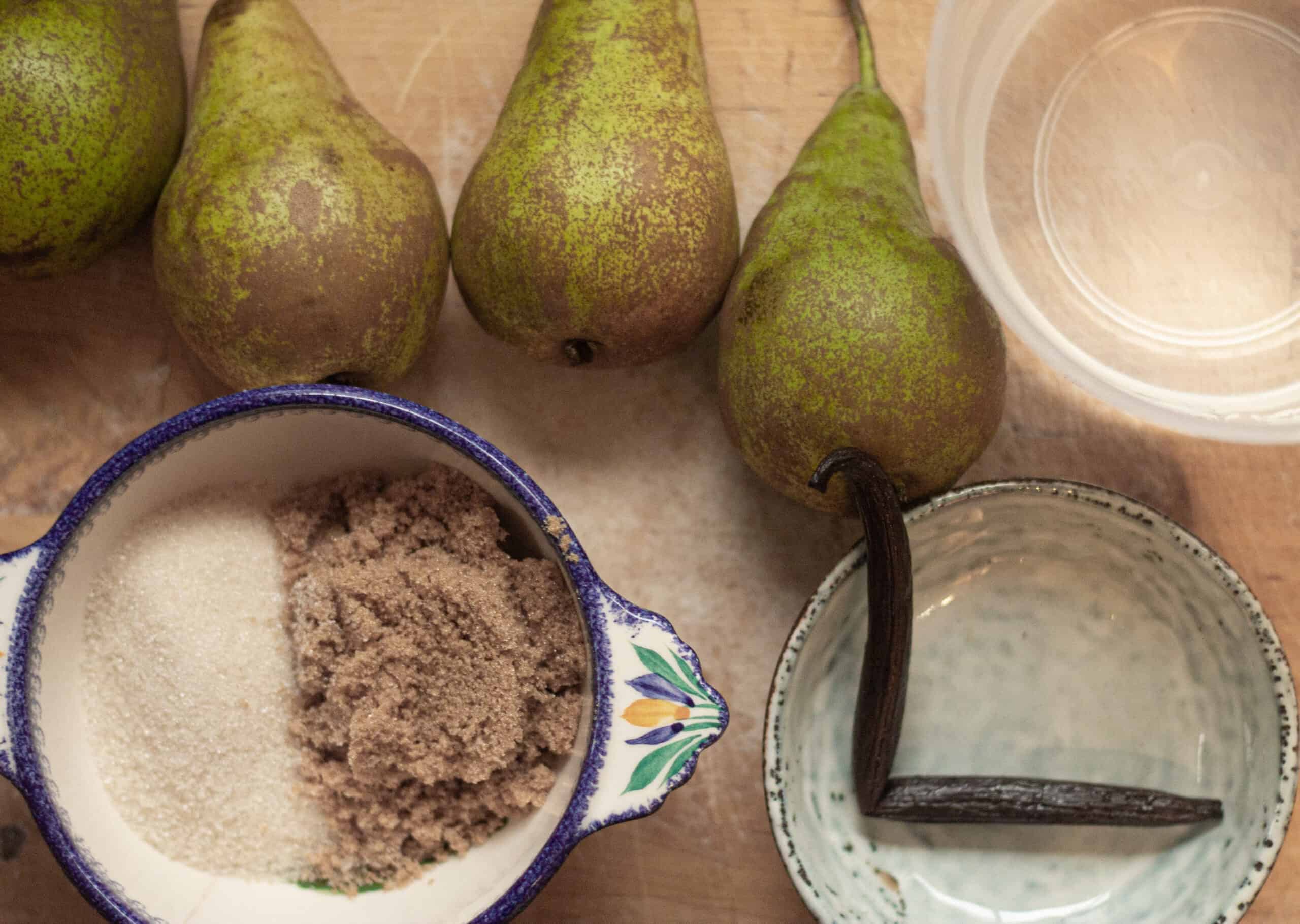 Ingredients for poached pears