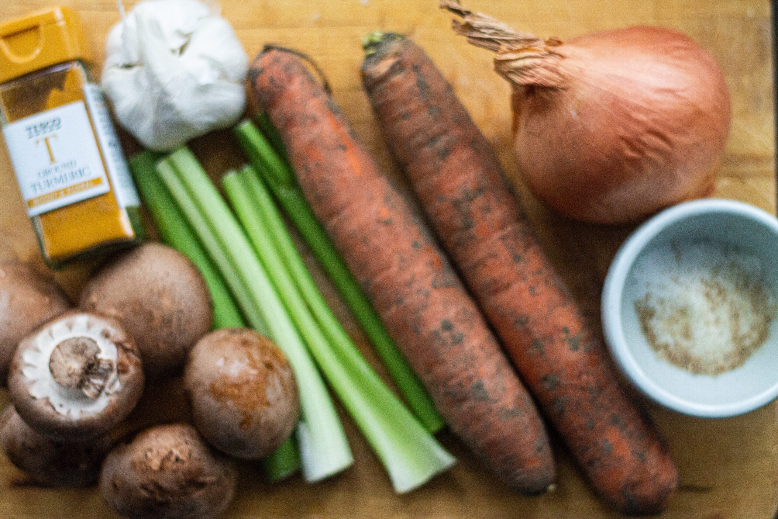 Ingredients for vegan chicken soup